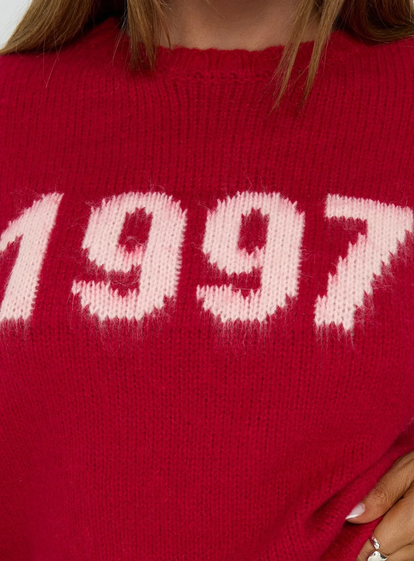 1997 Legacy Graphic Knit Sweater Burgundy - Image 5