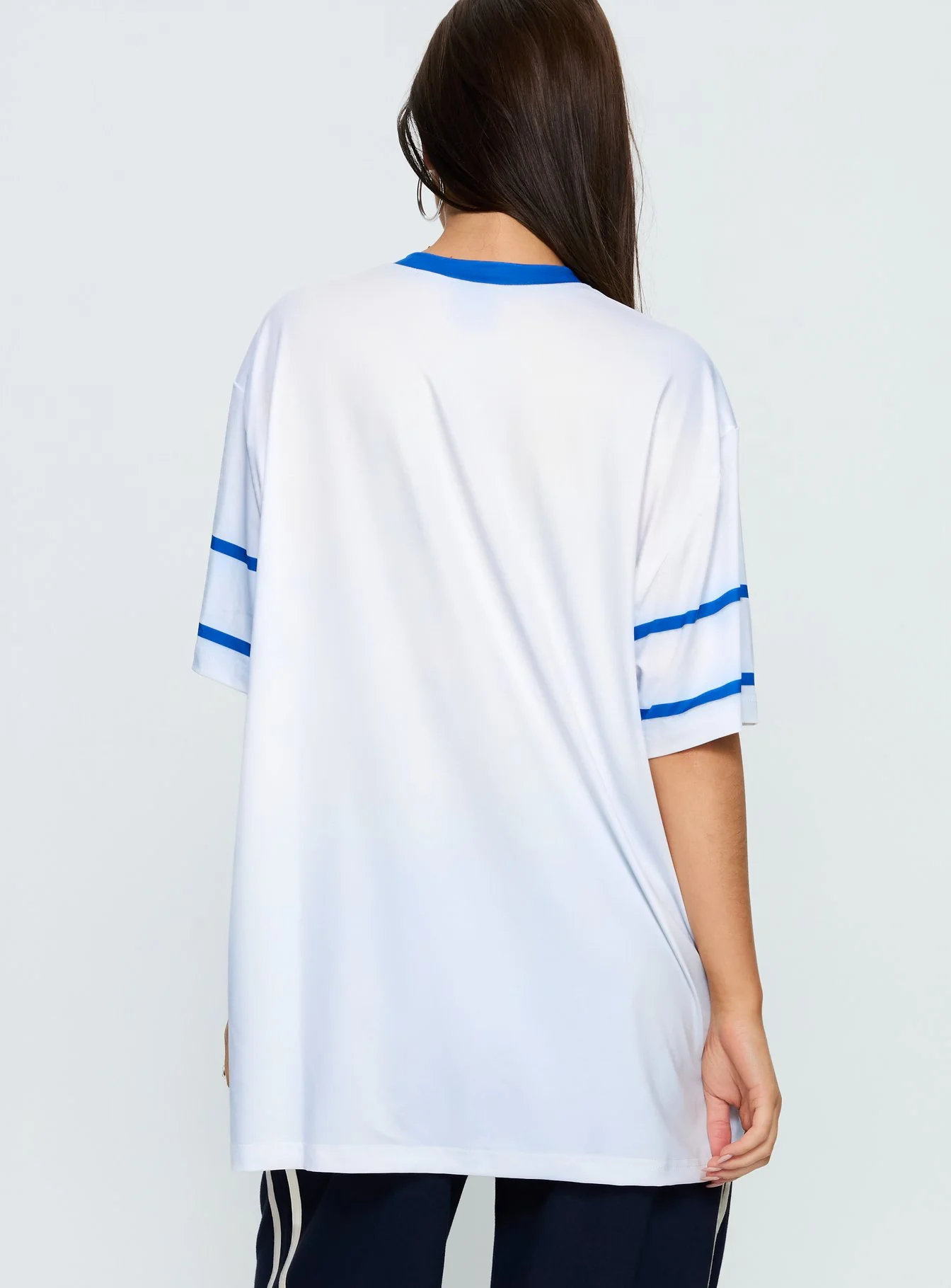 97 Sportstar Oversized Jersey Graphic Top White / Blue - Image 5