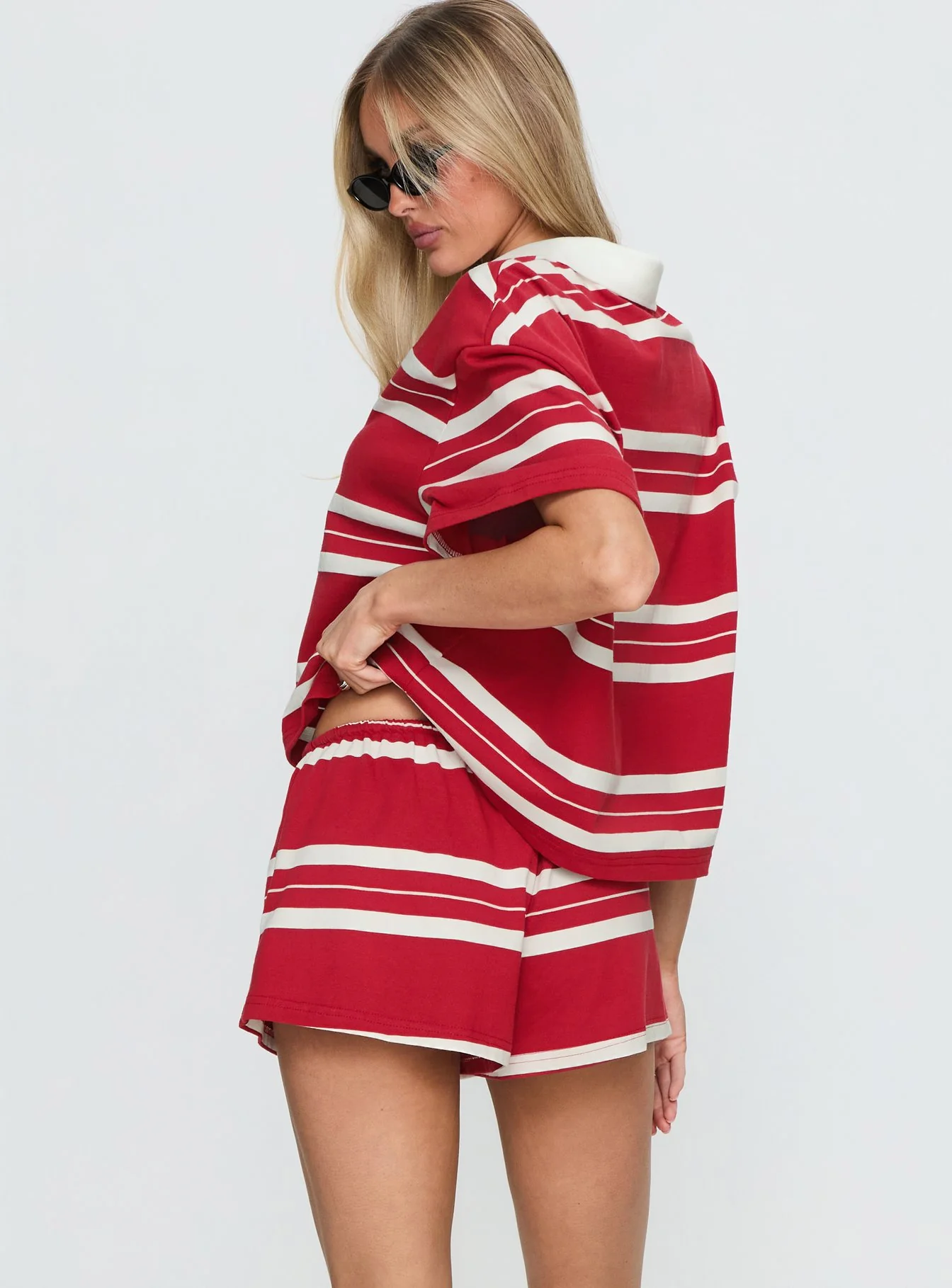 Aaren Drawstring Shorts Red Stripe - Image 5