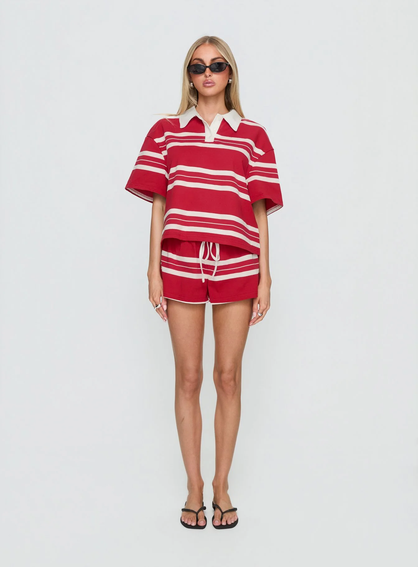 Aaren Drawstring Shorts Red Stripe - Image 7
