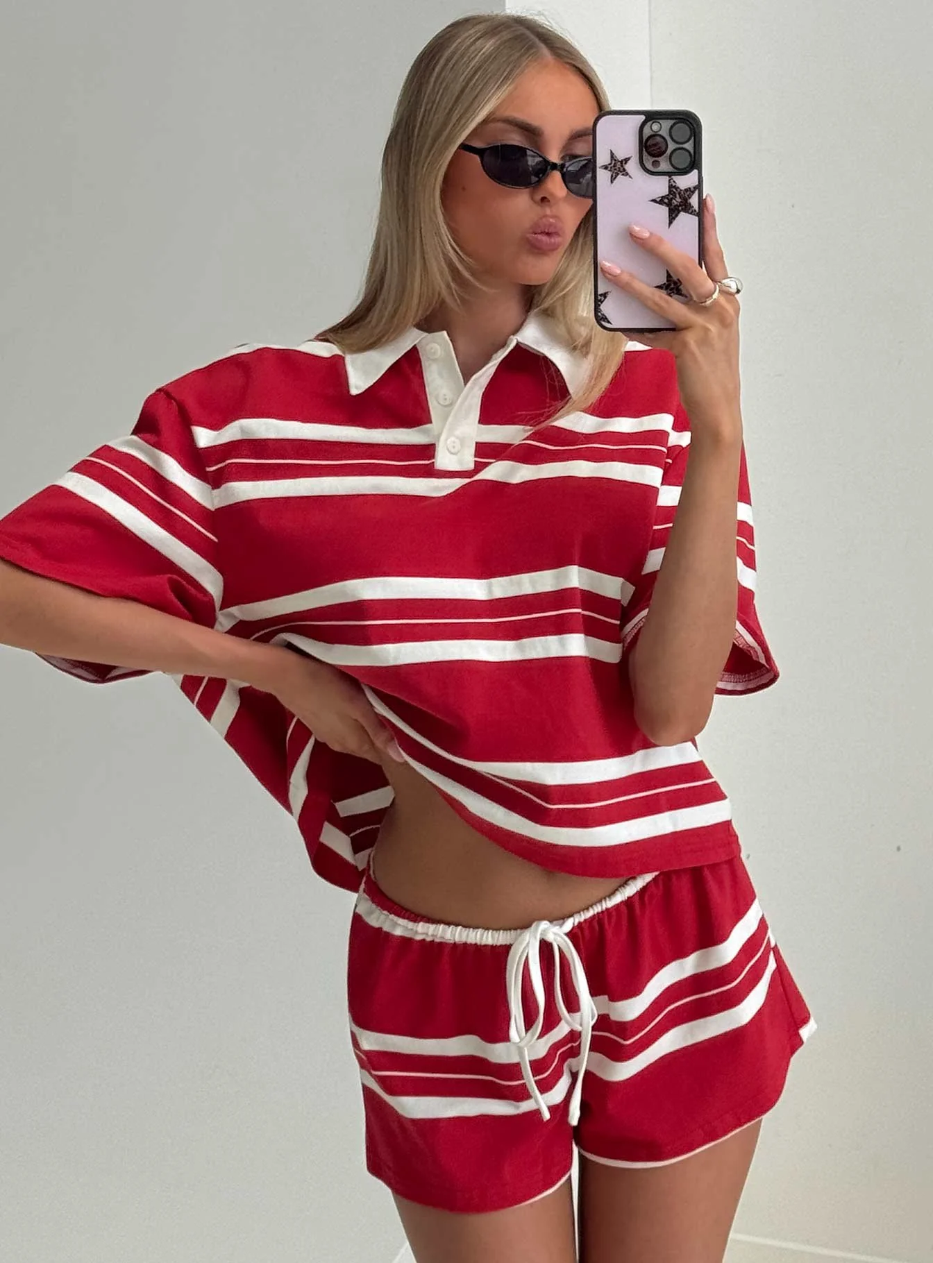 Aaren Drawstring Shorts Red Stripe - Image 8