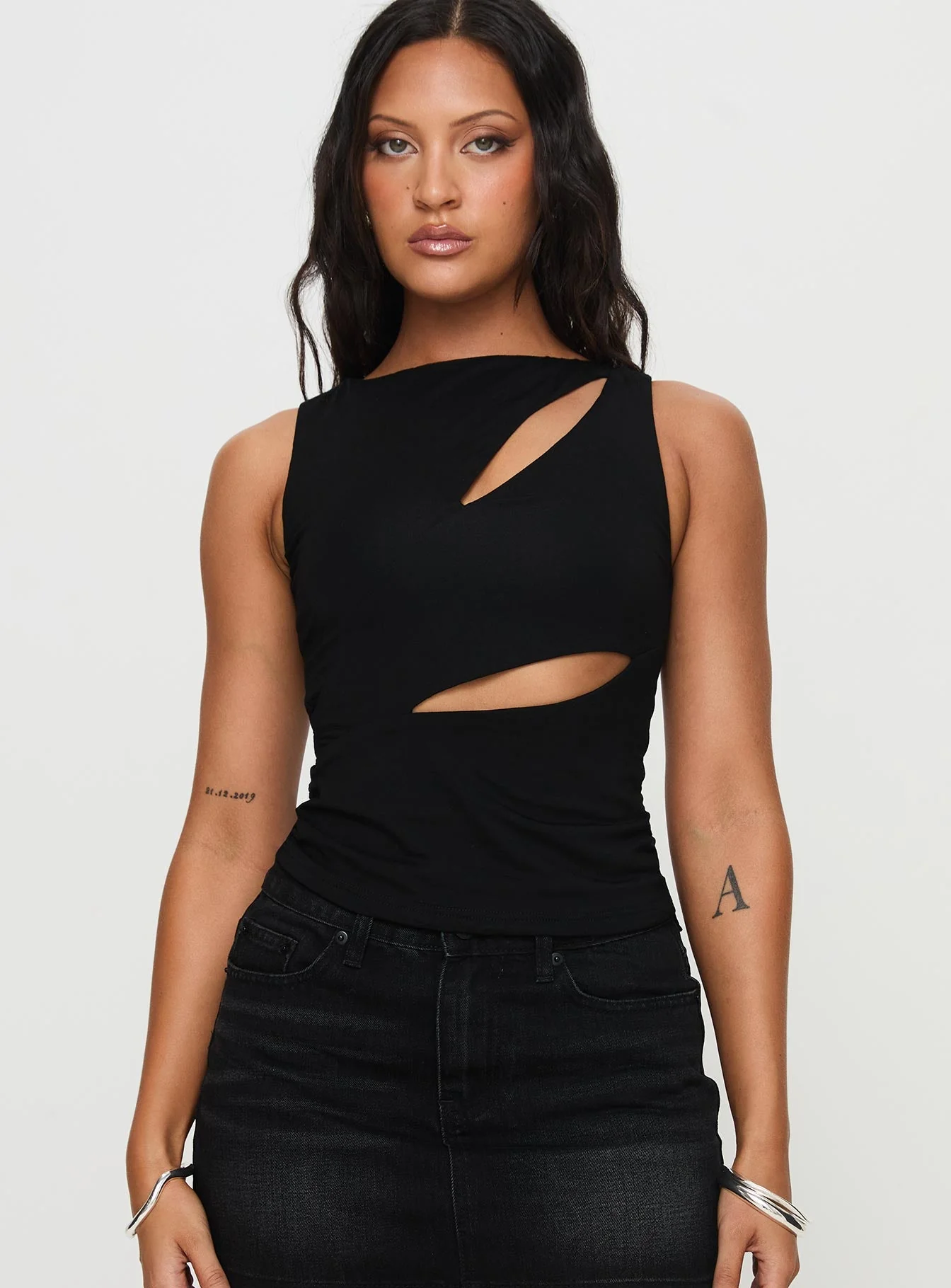 Ablaze Cut Out Top Black - Image 2
