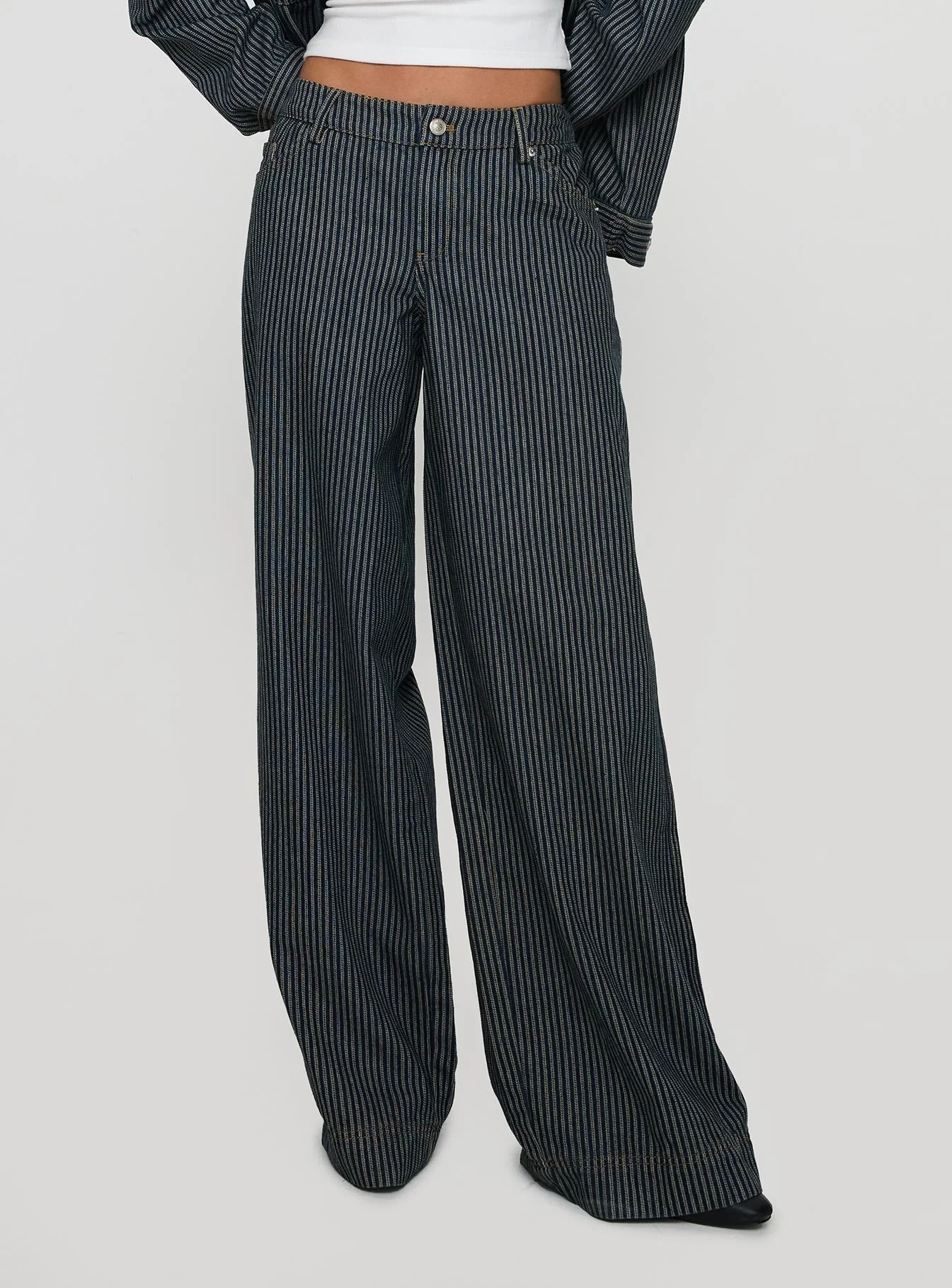 Actually Invested Low Rise Pants Denim Stripe - Image 3
