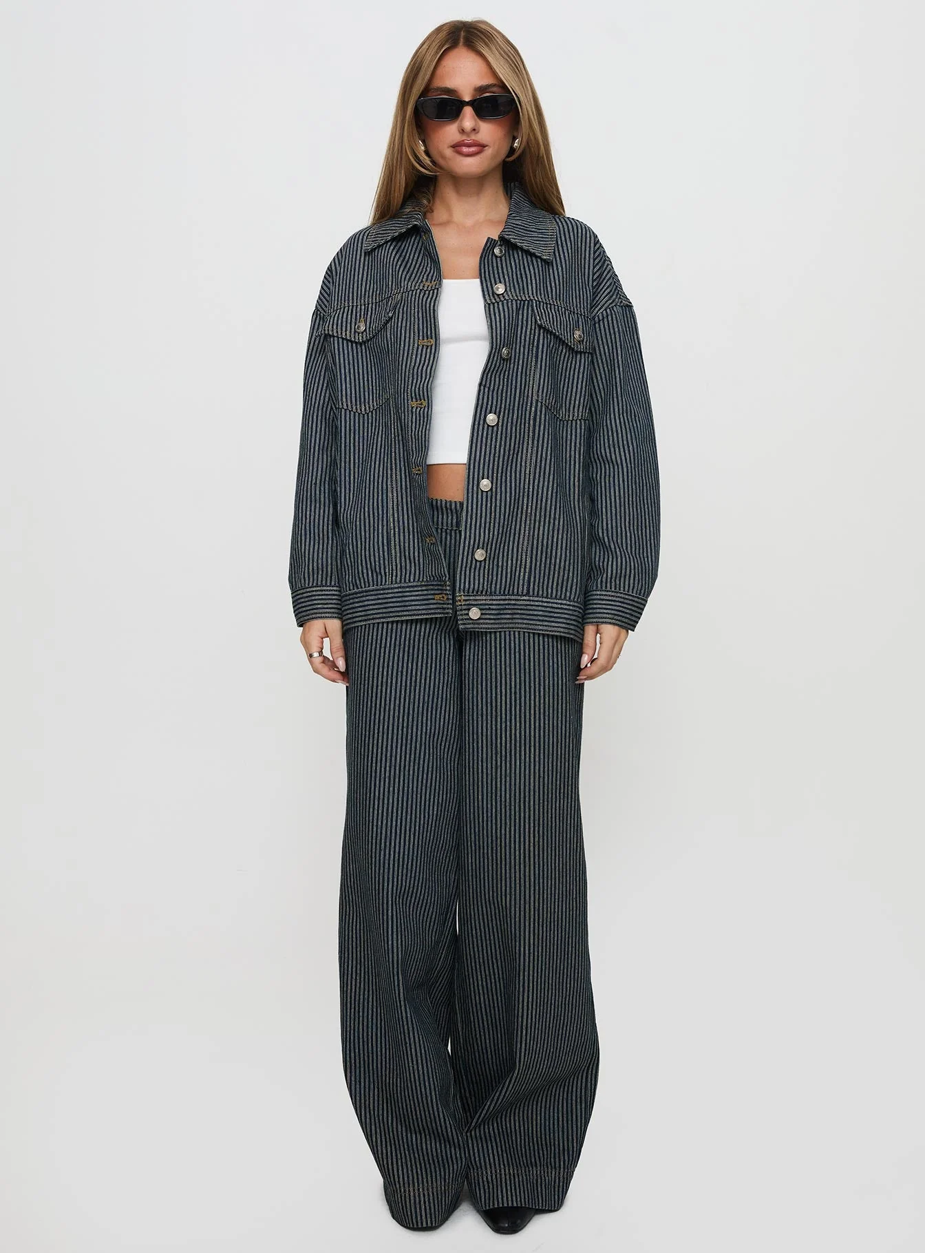 Actually Invested Low Rise Pants Denim Stripe - Image 8