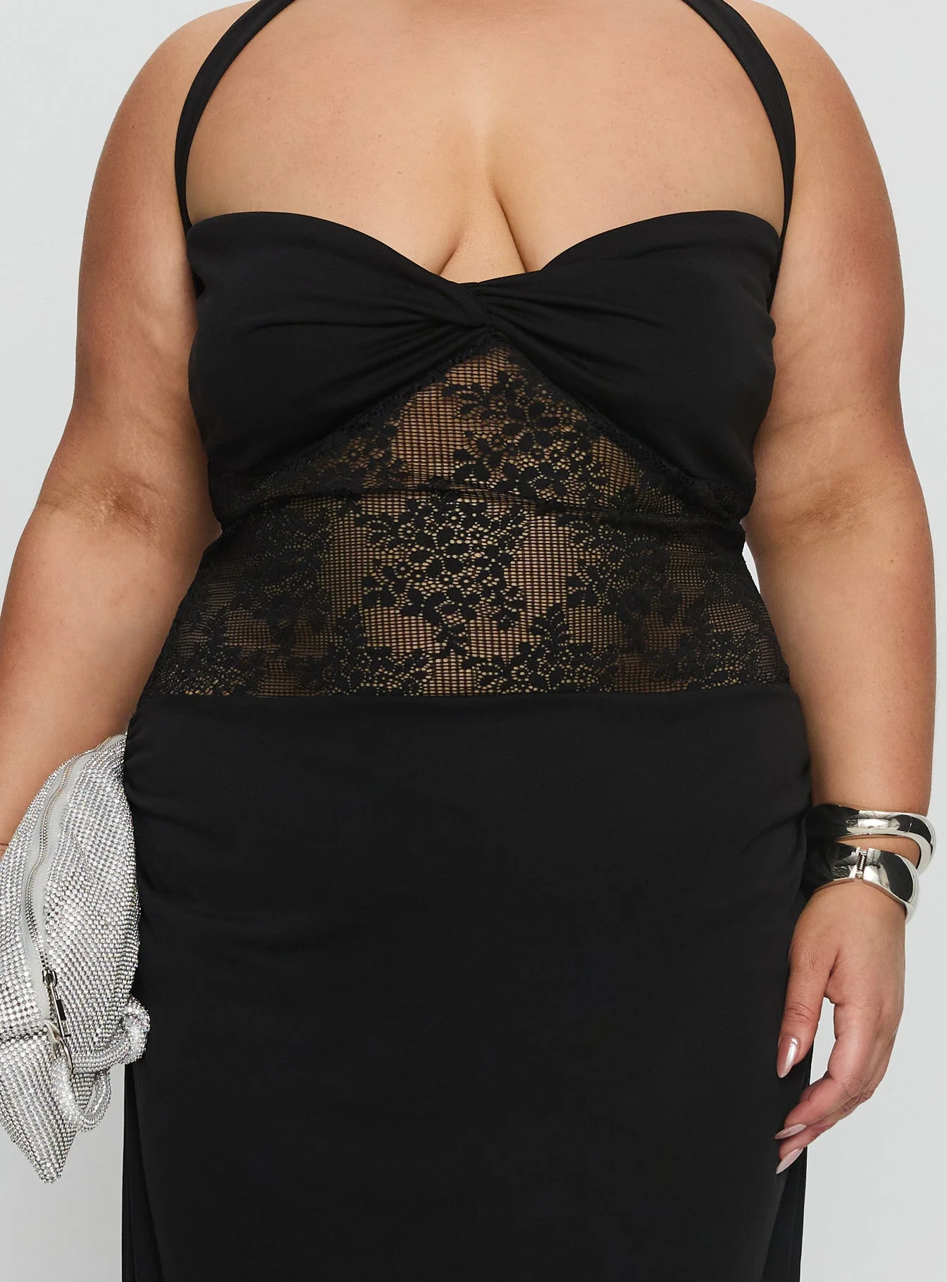 Adalyne Lace Halter Maxi Dress Black Curve - Image 5