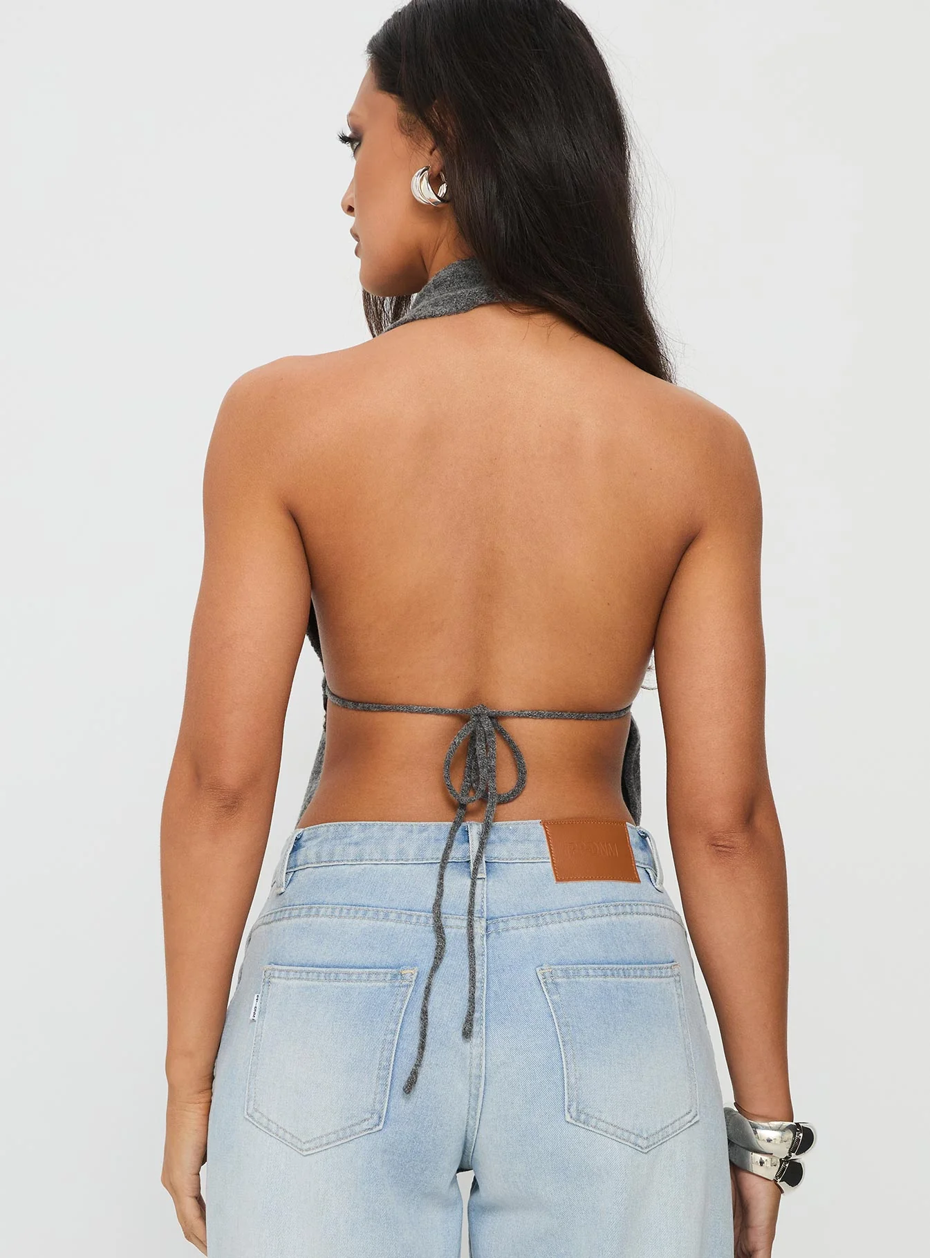 Addilyn Knit Halter Top Dark Grey - Image 4