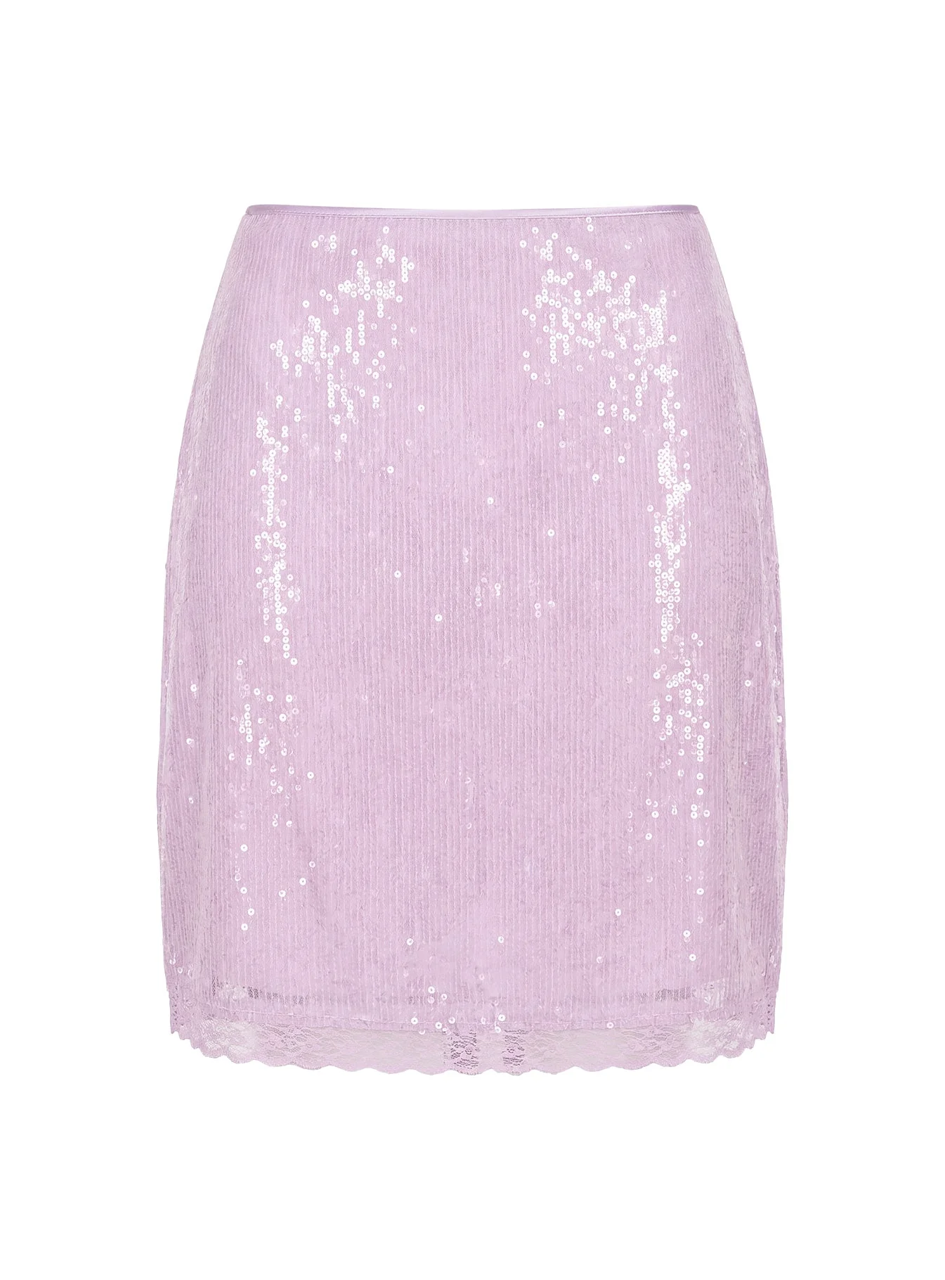 Addisa Sequin Lace Midi Skirt Lilac - Image 10
