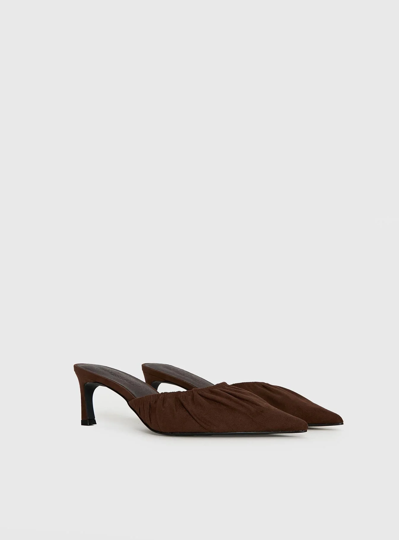 Admiration Pointed Toe Faux Suede Heels Brown - Image 2