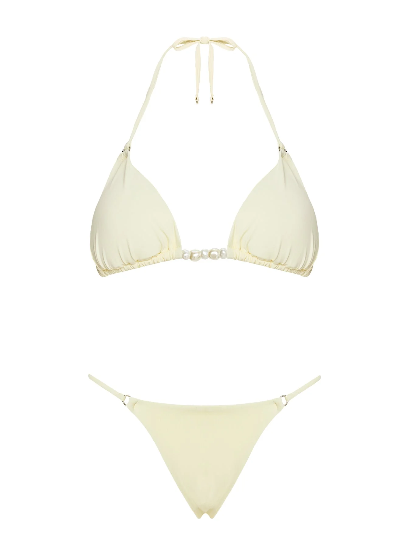 Adrah Beaded Triangle Bikini Top Yellow - Image 5
