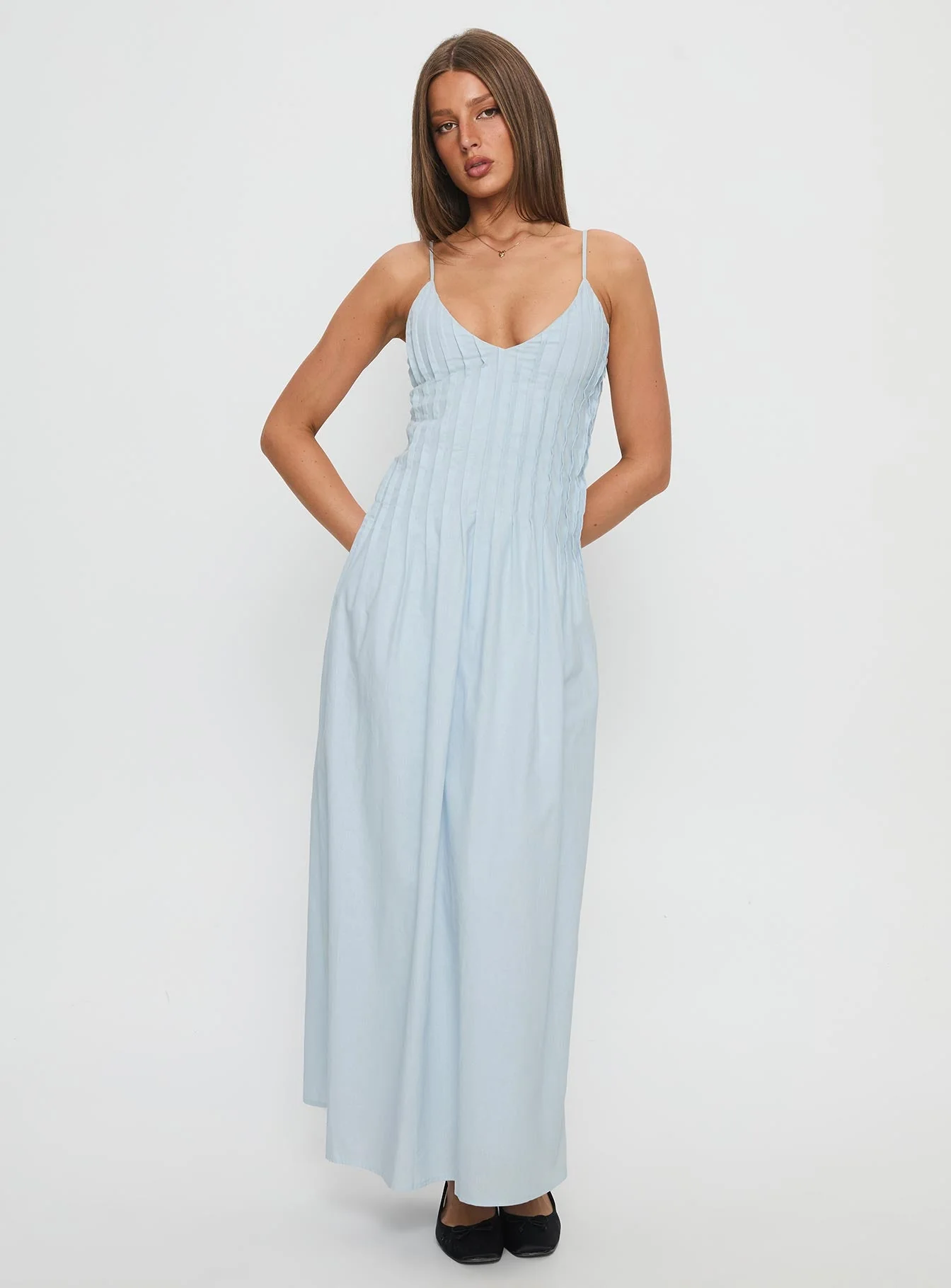 Adriela Pleat Maxi Dress Blue - Image 2