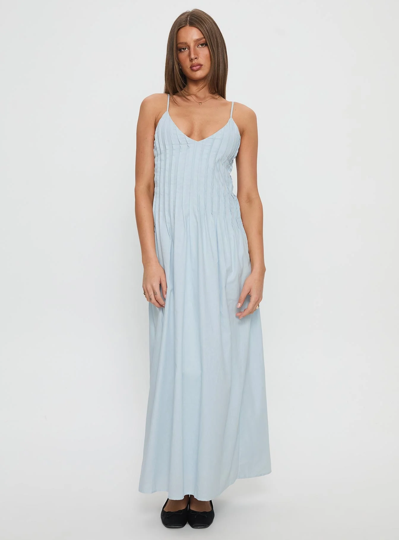 Adriela Pleat Maxi Dress Blue - Image 3