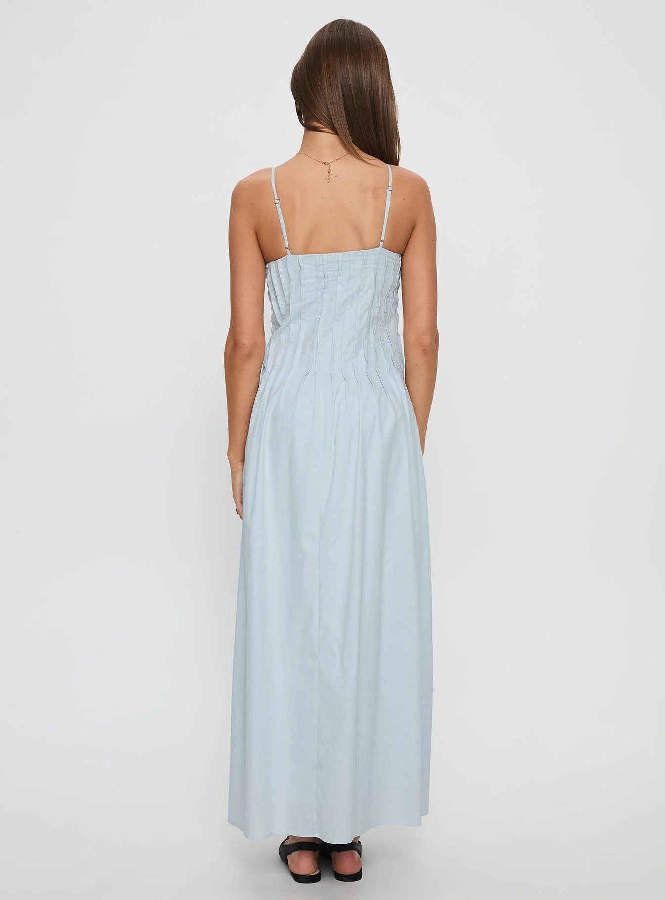 Adriela Pleat Maxi Dress Blue - Image 5