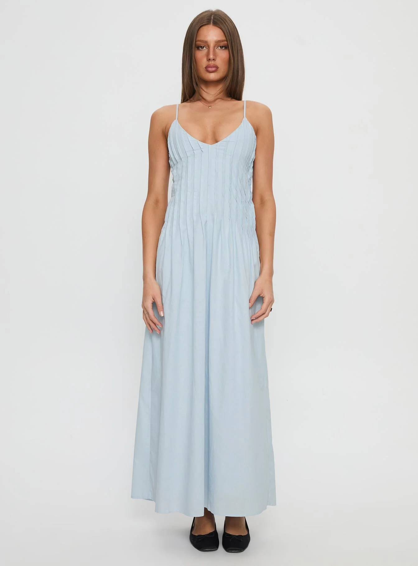 Adriela Pleat Maxi Dress Blue - Image 7