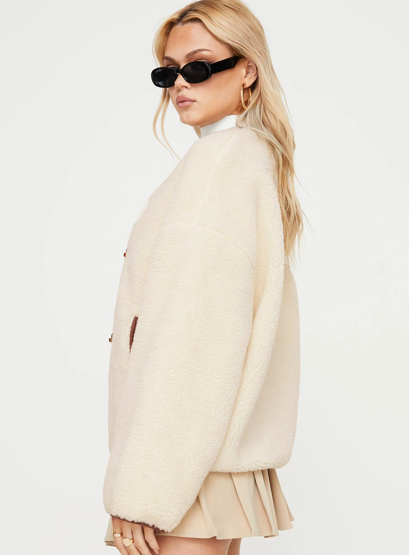 Adylic Teddy Coat Cream / Brown - Image 4