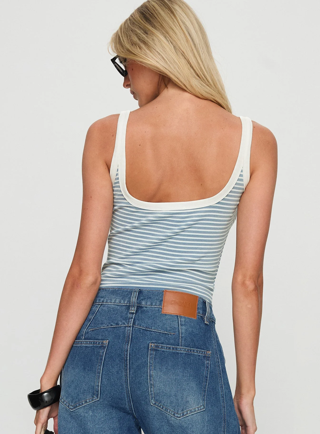 Aemelia Contrast Trim Bodysuit Blue Stripe - Image 5