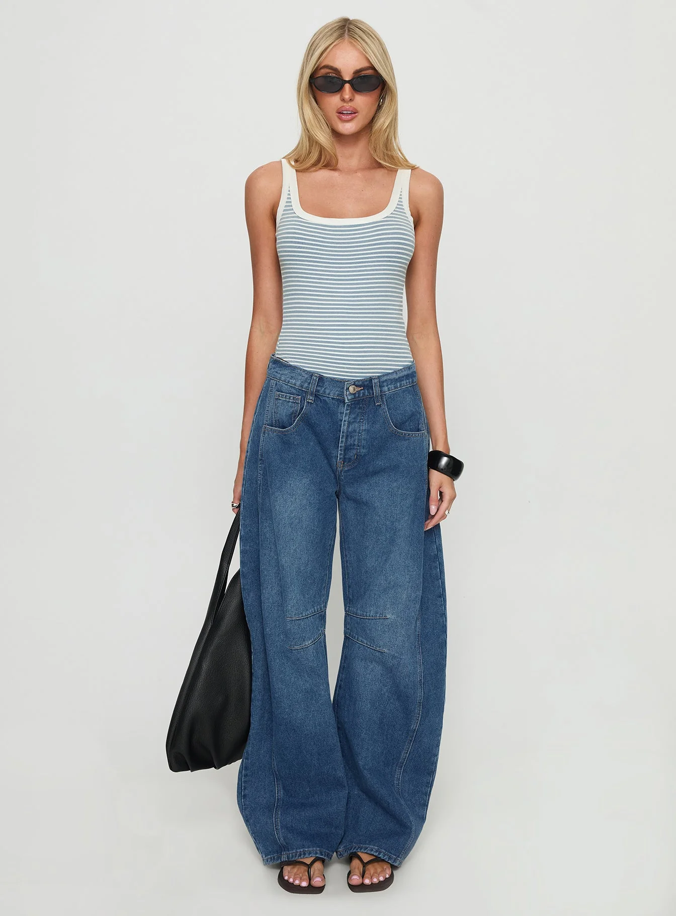 Aemelia Contrast Trim Bodysuit Blue Stripe - Image 9