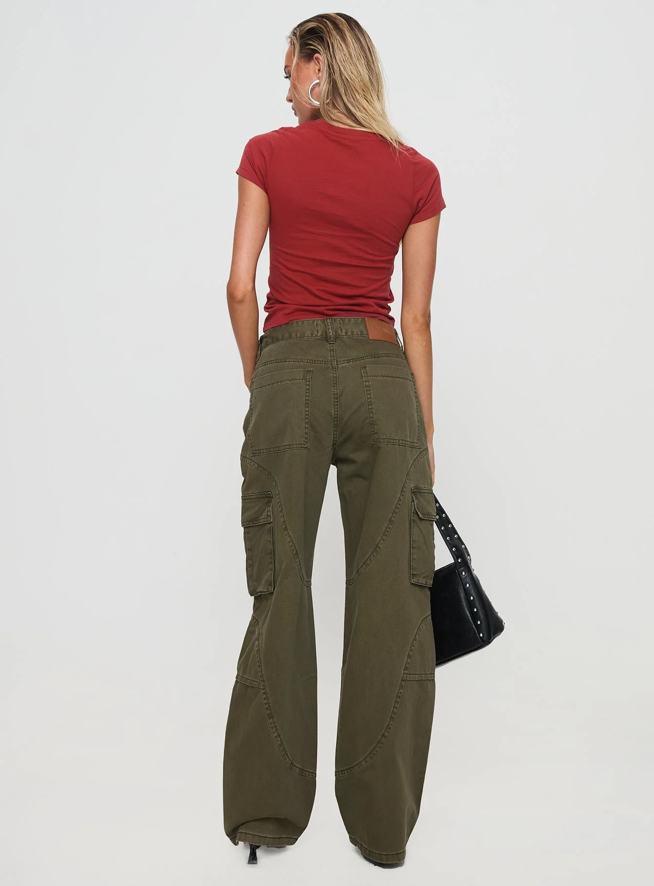 Ahstin Mid Rise Straight Leg Cargo Jeans Green - Image 5