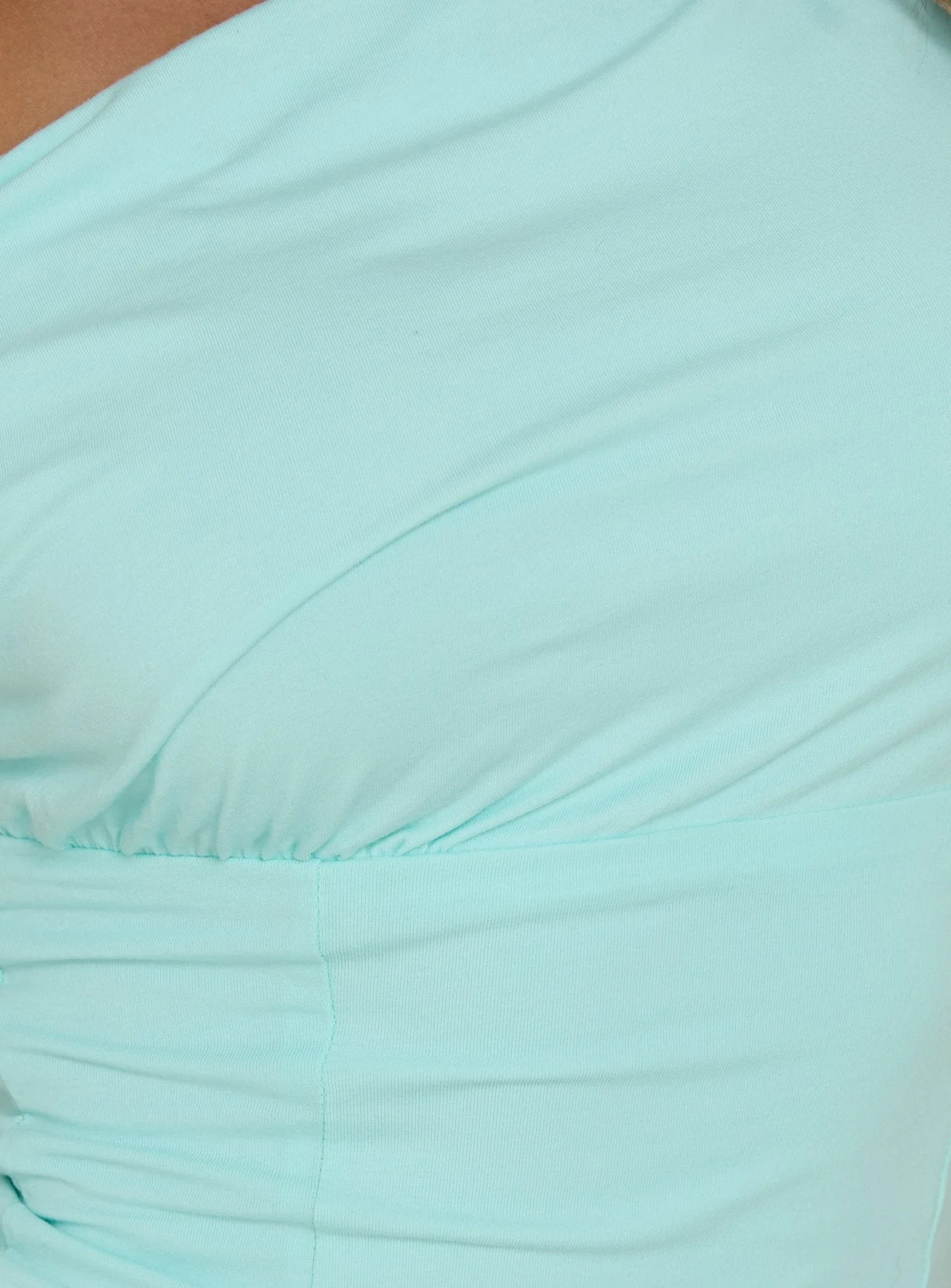 Aidyn Gathered One Shoulder Top Aqua - Image 6