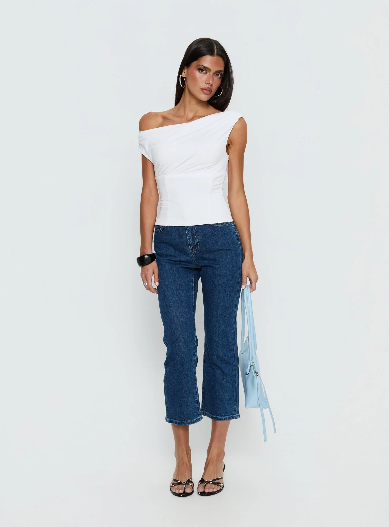 Aidyn Gathered One Shoulder Top White - Image 3