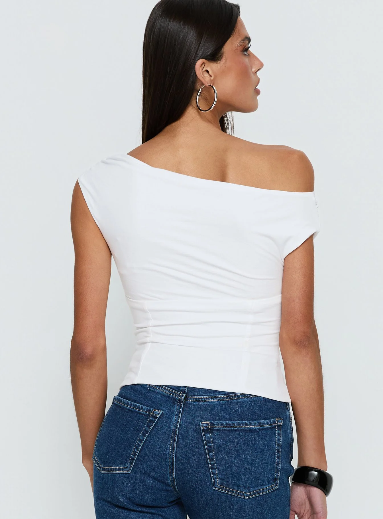 Aidyn Gathered One Shoulder Top White - Image 5