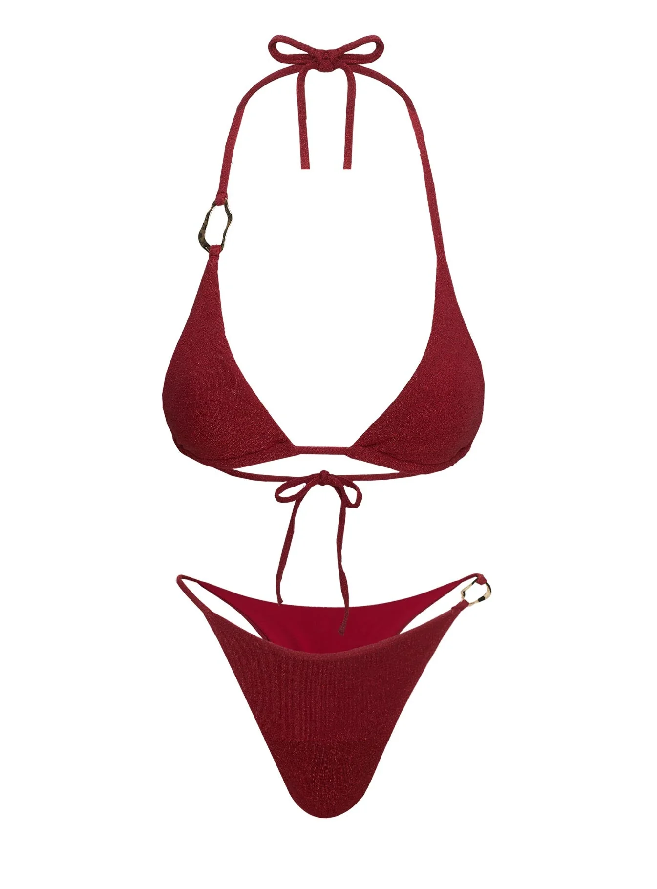 Aimi Glitter Tie Side Bikini Bottoms Red - Image 7