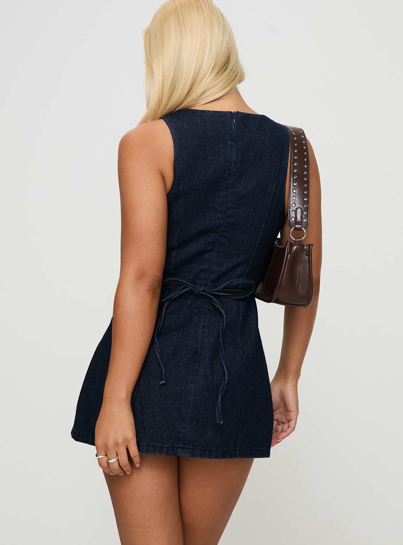 Ainsleigh Shift Denim Playsuit Dark Wash Petite - Image 5