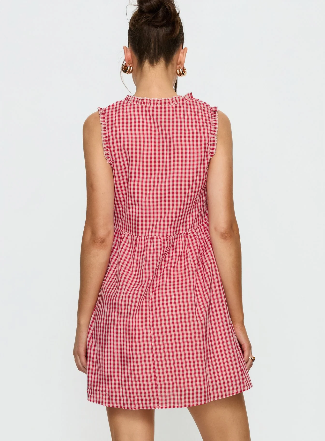 Akacia Babydoll Mini Dress Red Gingham - Image 4