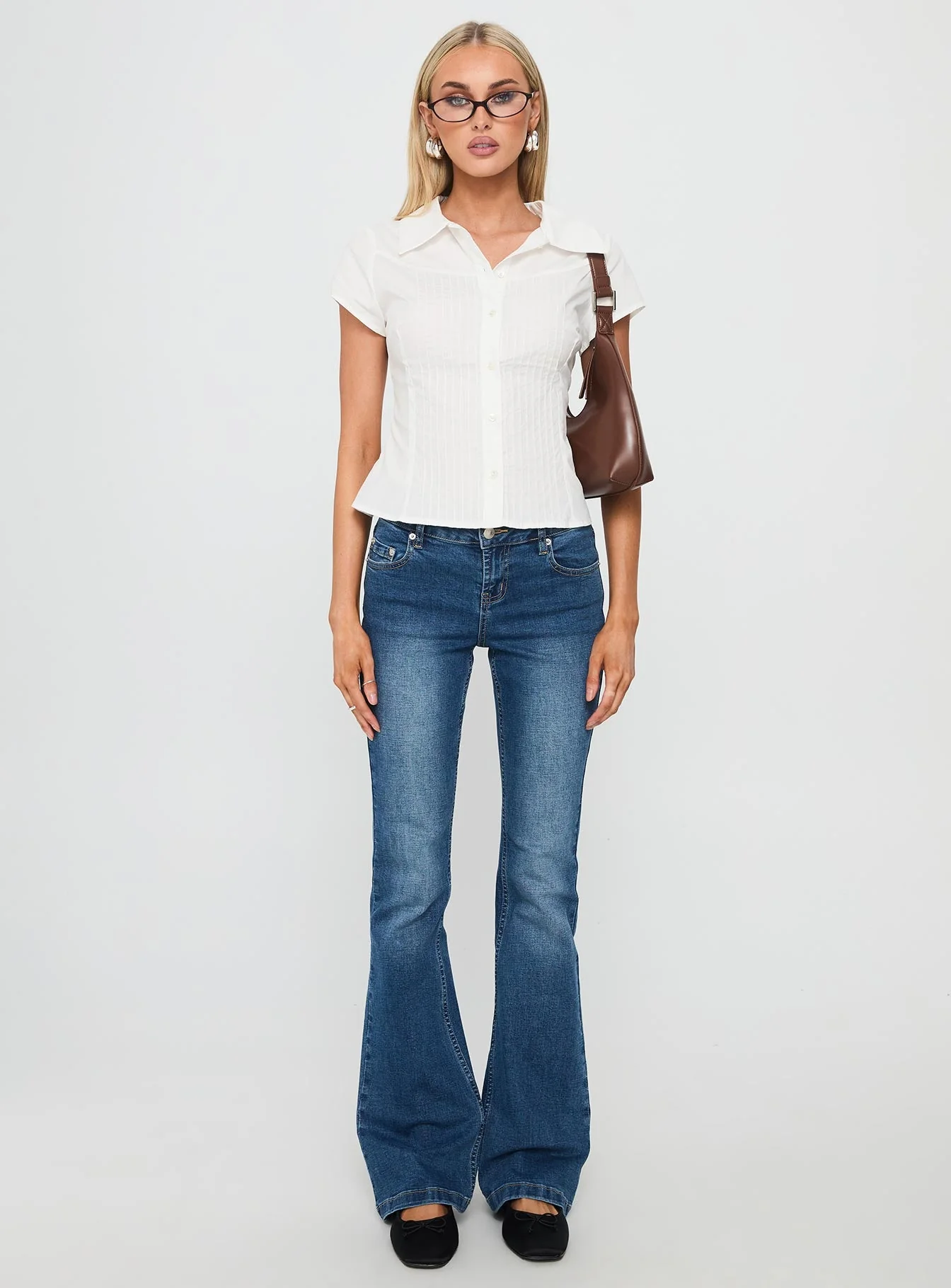 Akiyo Button Up Blouse Top White - Image 7