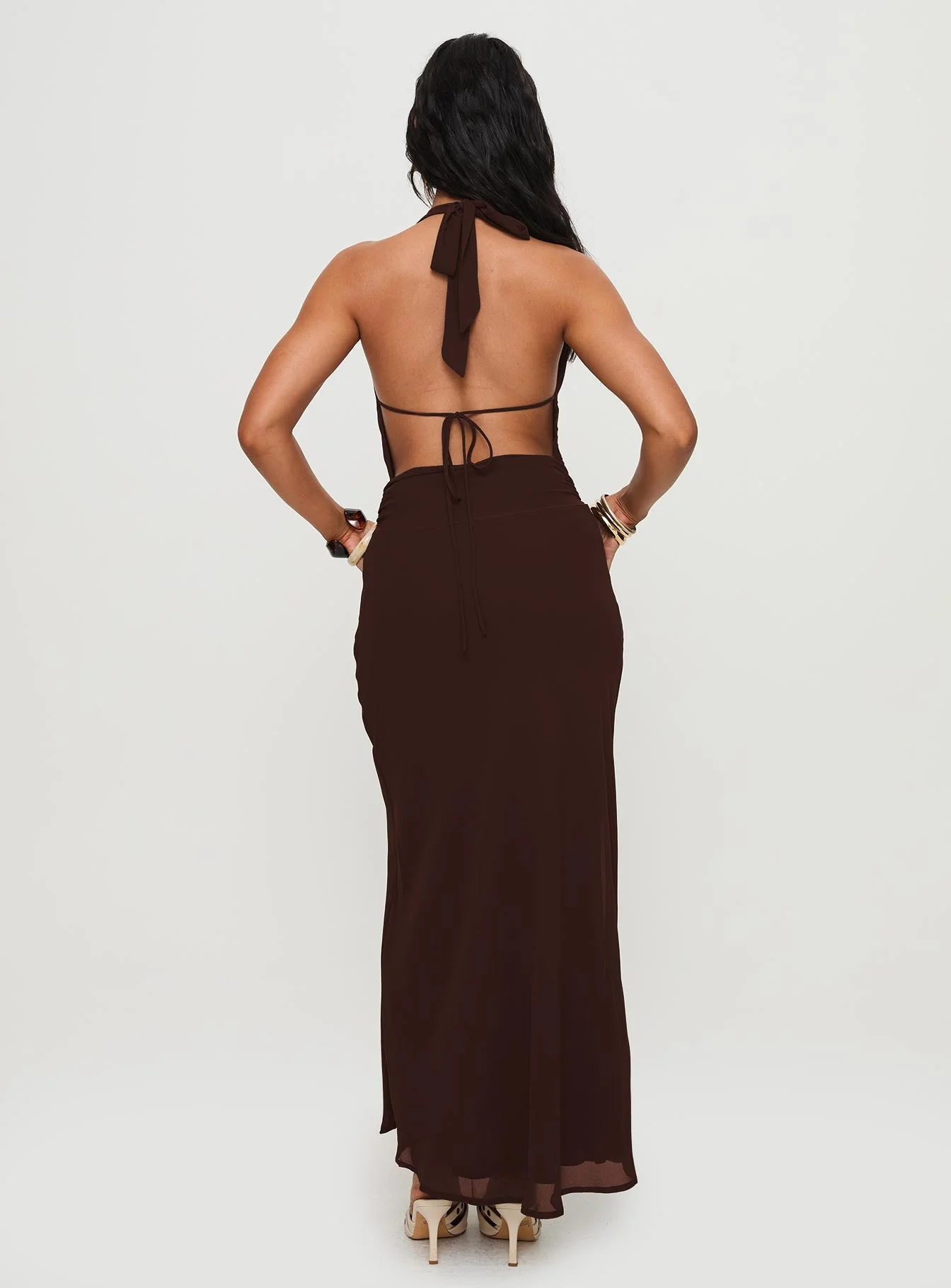 Alejandria Cowl Neck Maxi Dress Chocolate Petite - Image 5