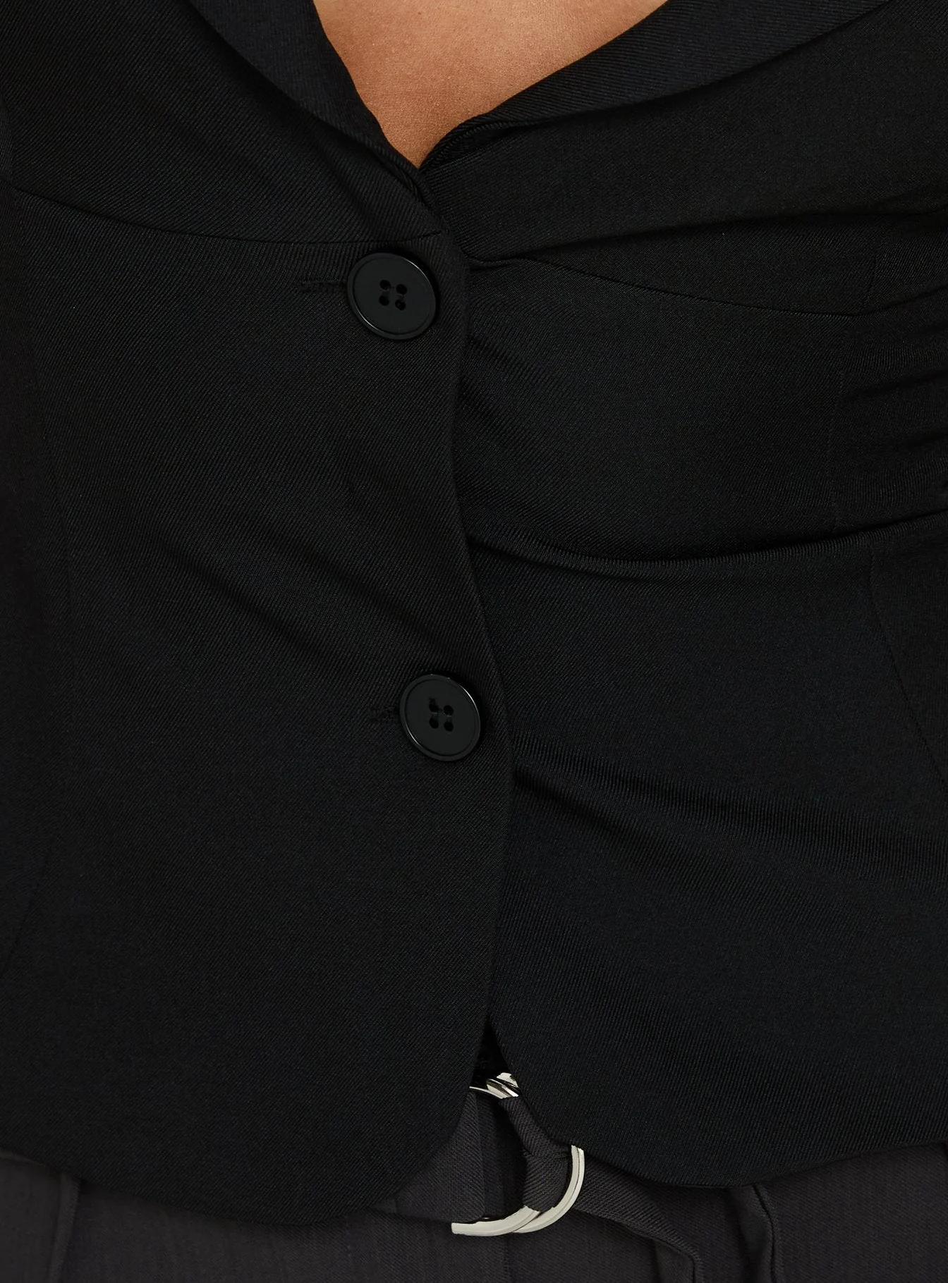 Alexandrea Plunge Button Up Top Black - Image 6
