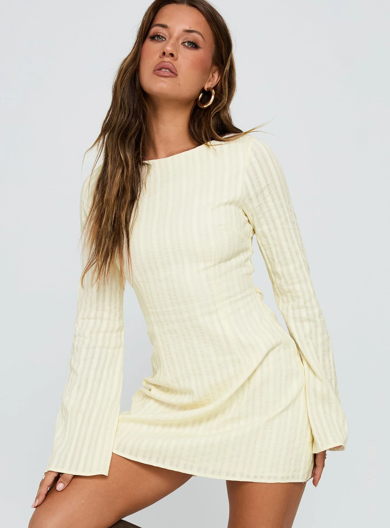 Alfalfa Long Sleeve Mini Dress Cream - Image 2