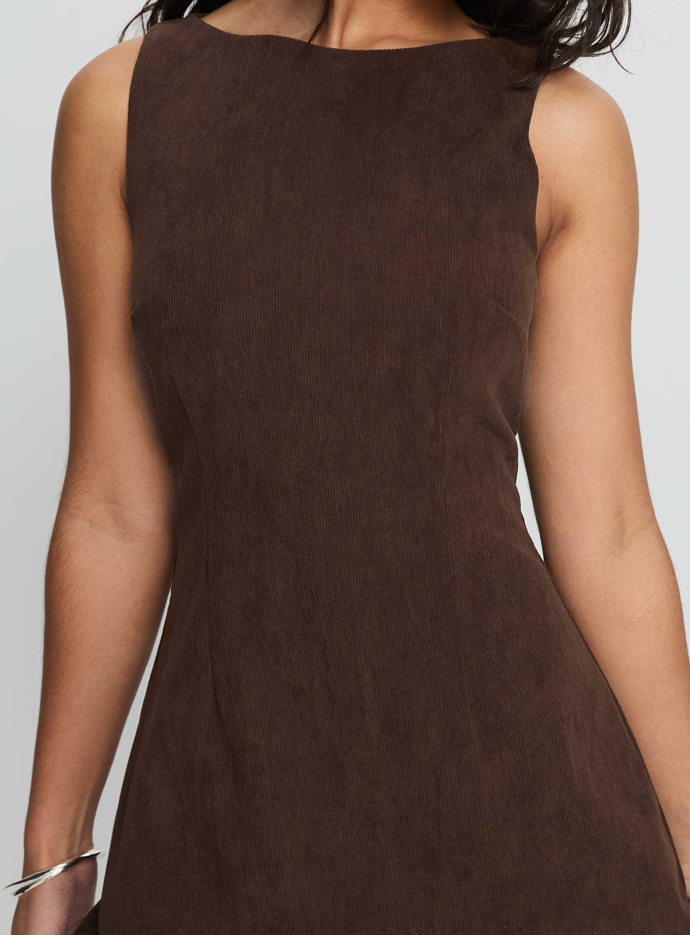 Alfalfa Corduroy Mini Dress Chocolate - Image 6
