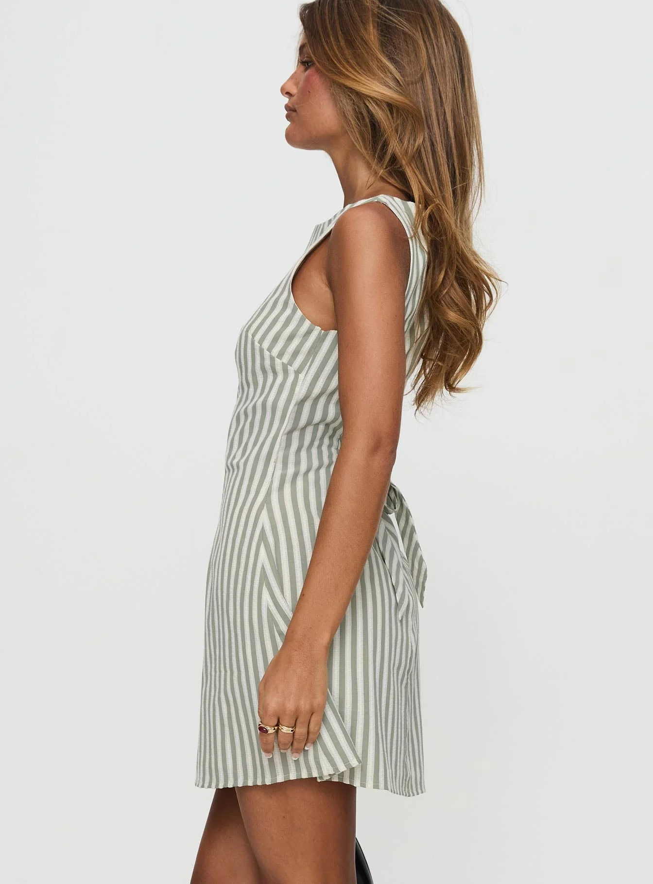 Alfalfa Shift Mini Dress Green Stripe - Image 3