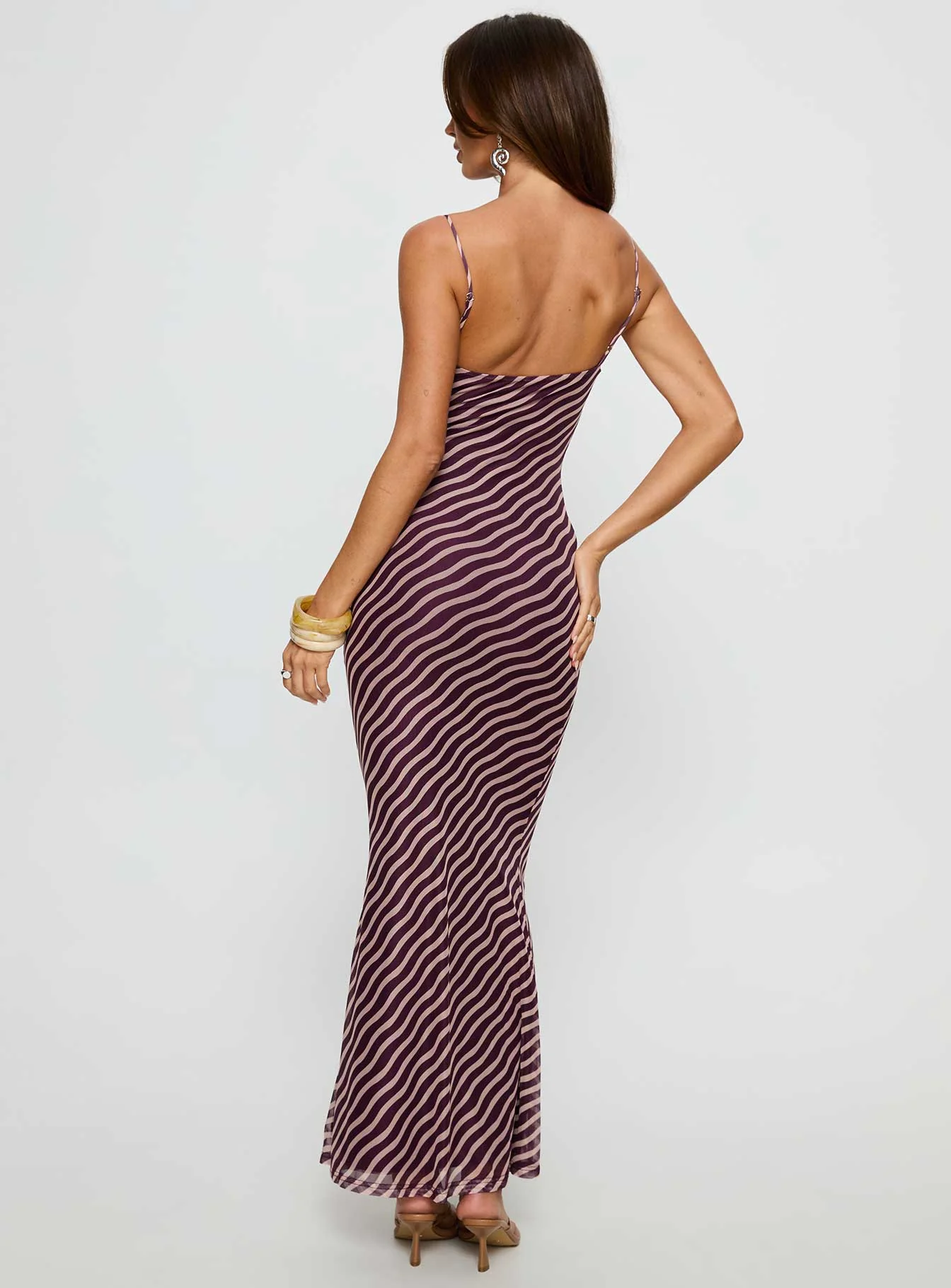 Aliah Cowl Neck Maxi Dress Plum Stripe - Image 5