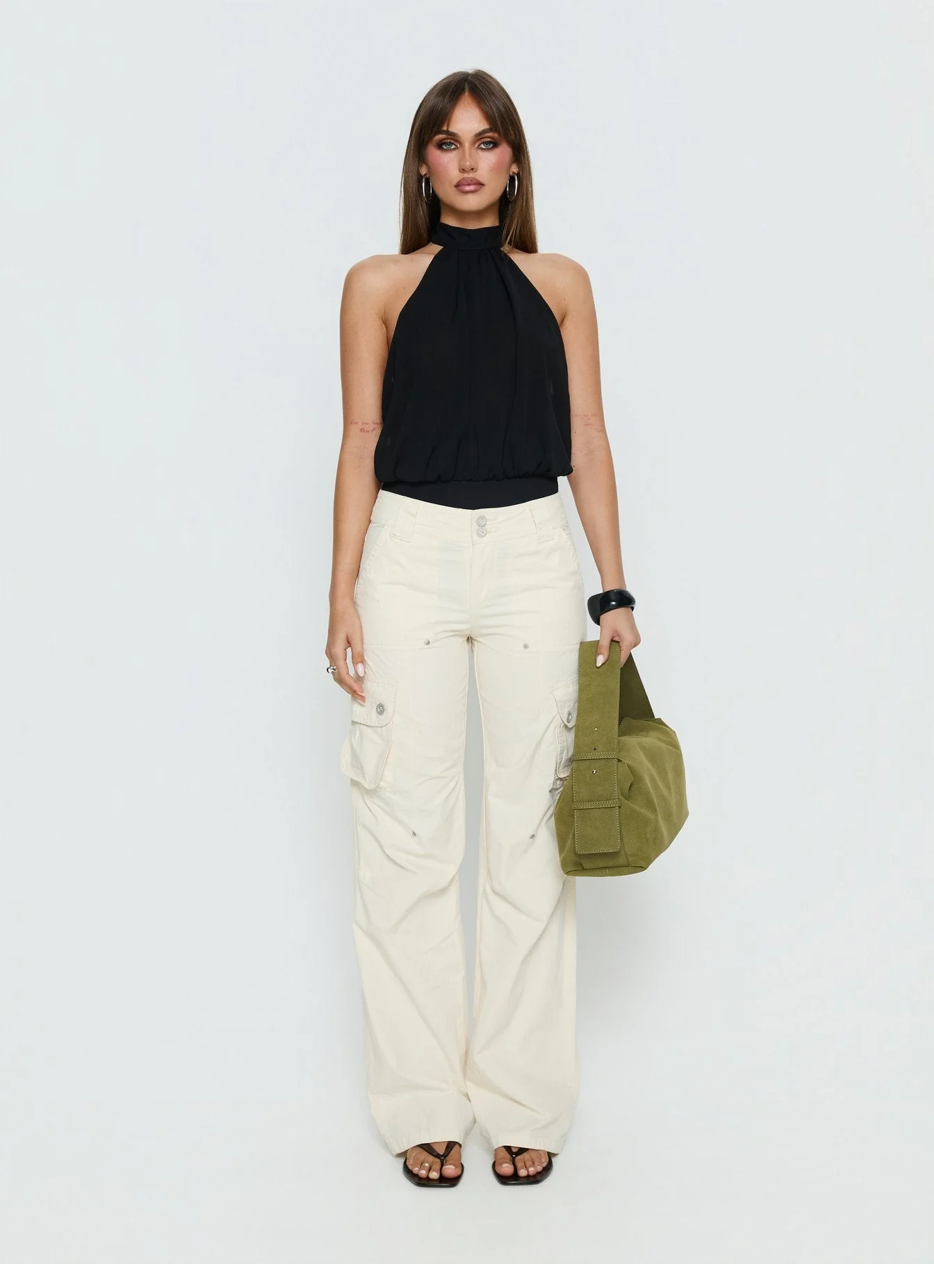 Alissah Halter Chiffon Bodysuit Black - Image 7