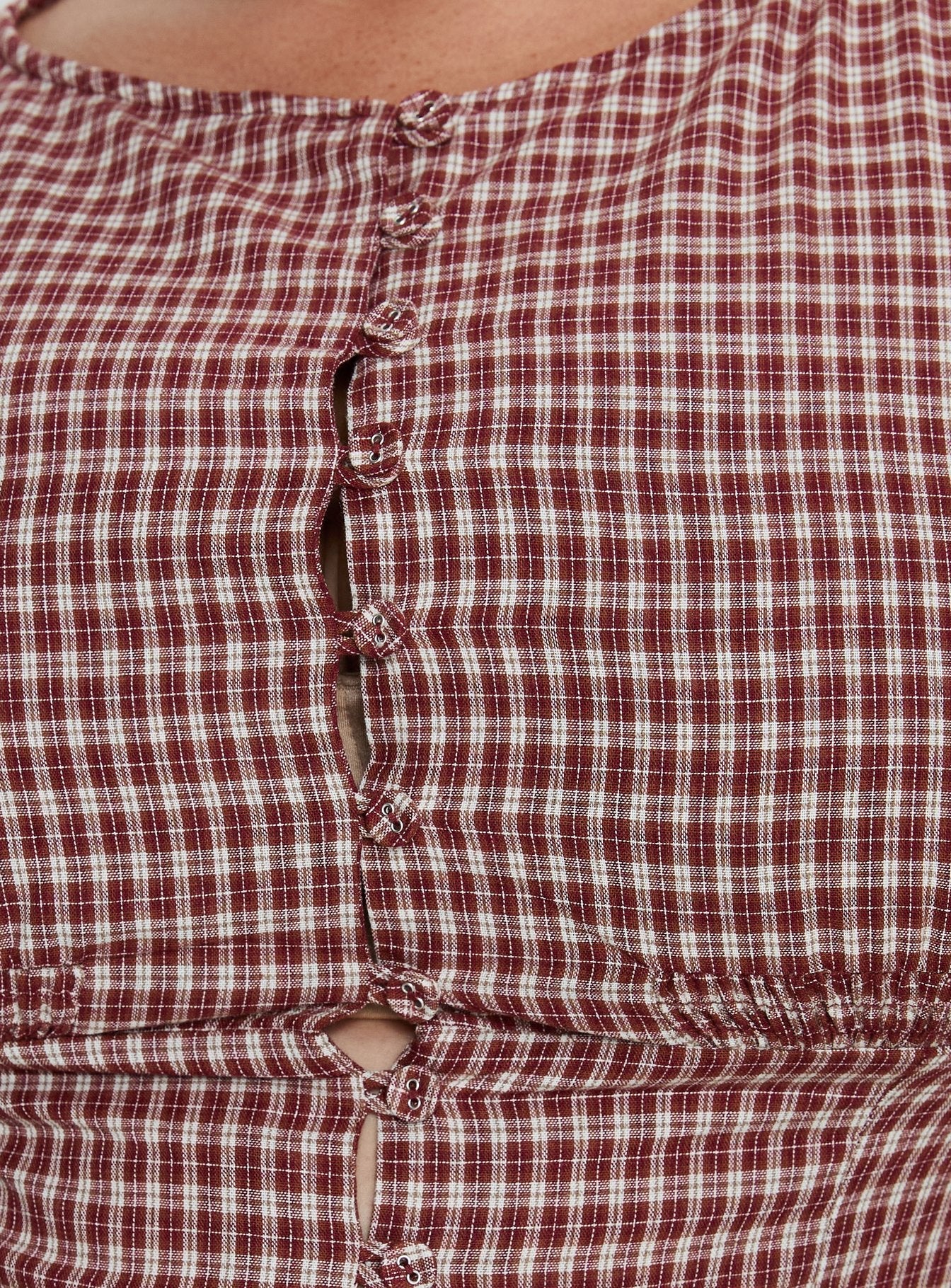 Alixandra Puff Sleeve Blouse Top Red Check Curve - Image 6