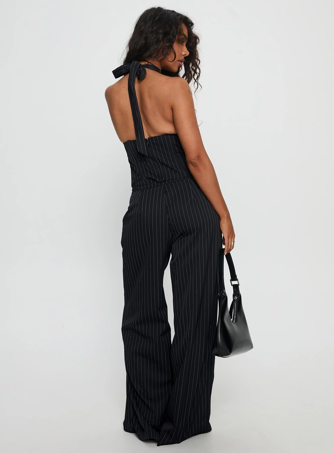 All She Wrote Halter Tailored Set Navy Stripe - Image 5