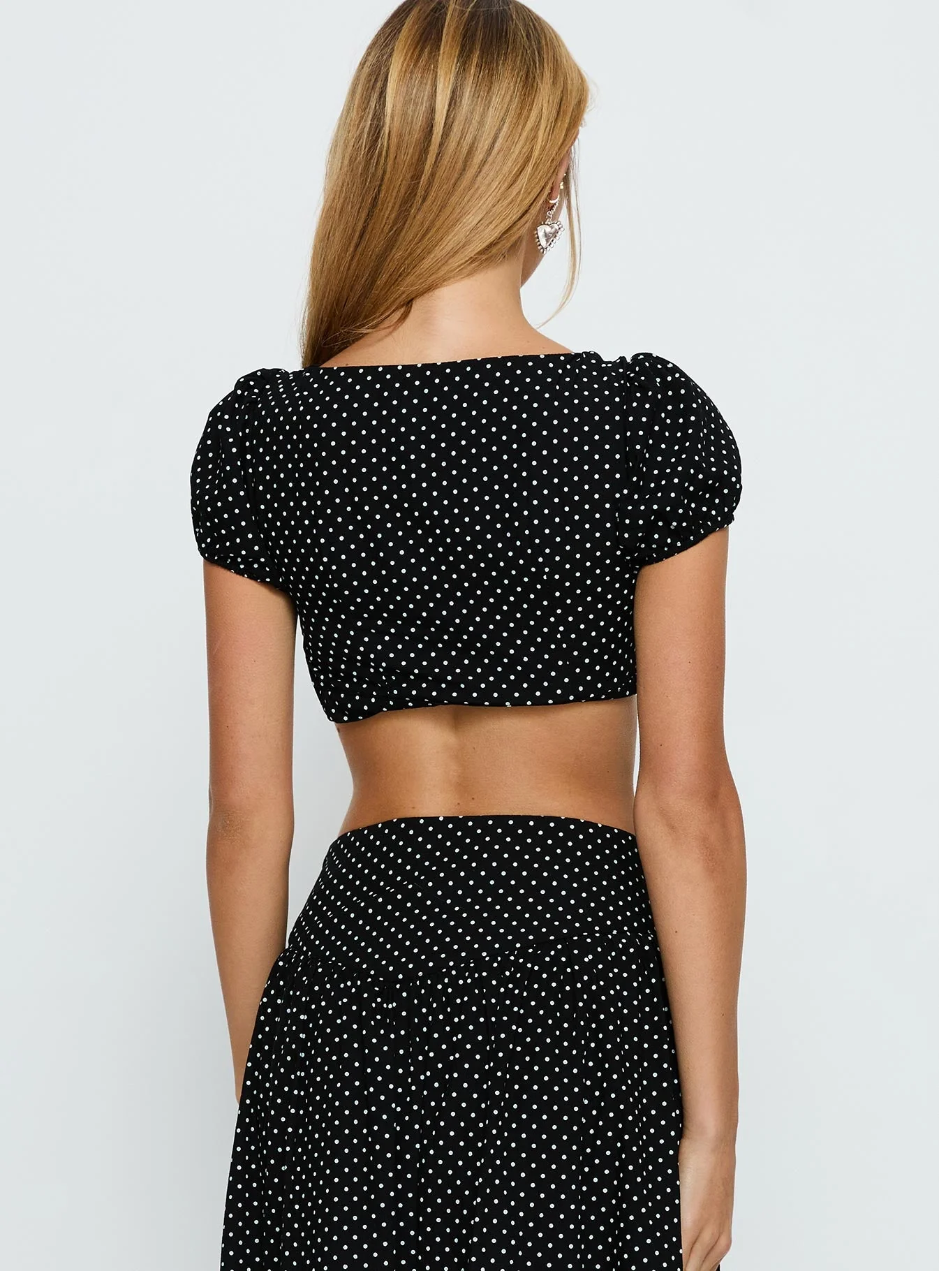 Alletta Tie Up Micro Crop Top Black Polka - Image 5