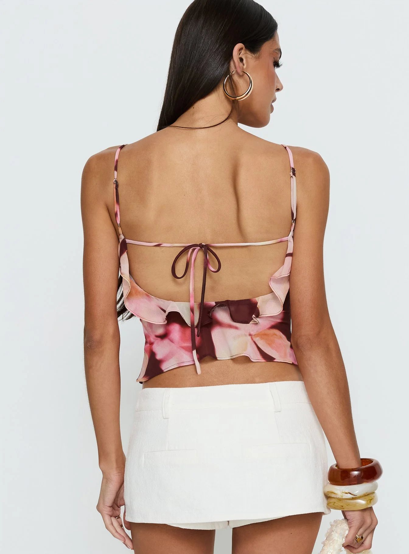 Allissa Chiffon Frill Top Burgundy Floral - Image 4