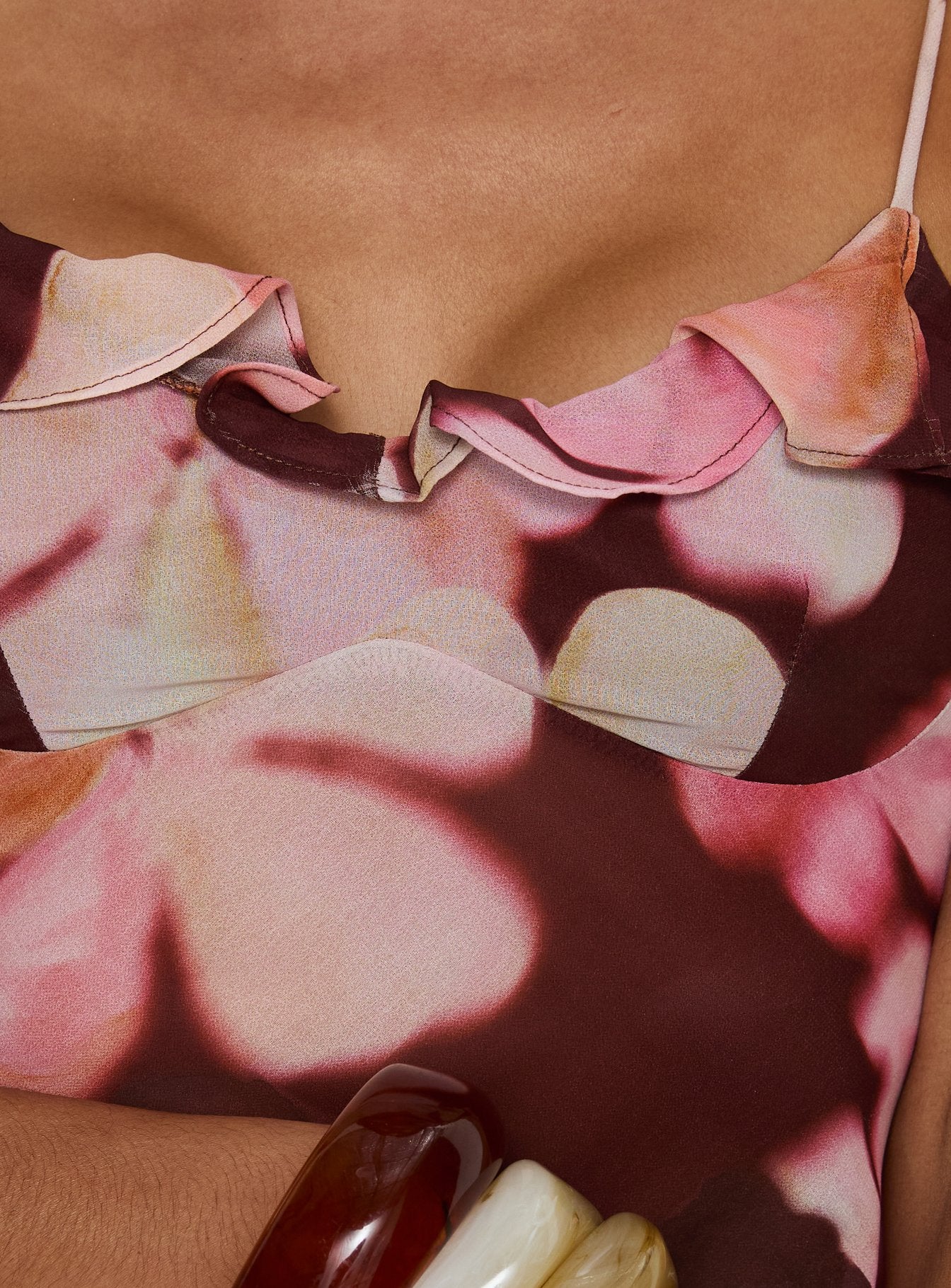 Allissa Chiffon Frill Top Burgundy Floral - Image 5