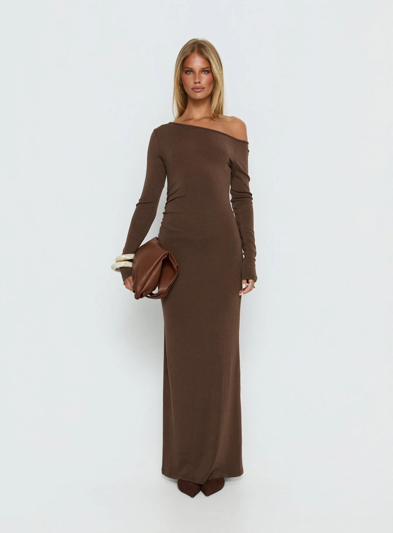 Allycia Long Sleeve Maxi Dress Brown - Image 7