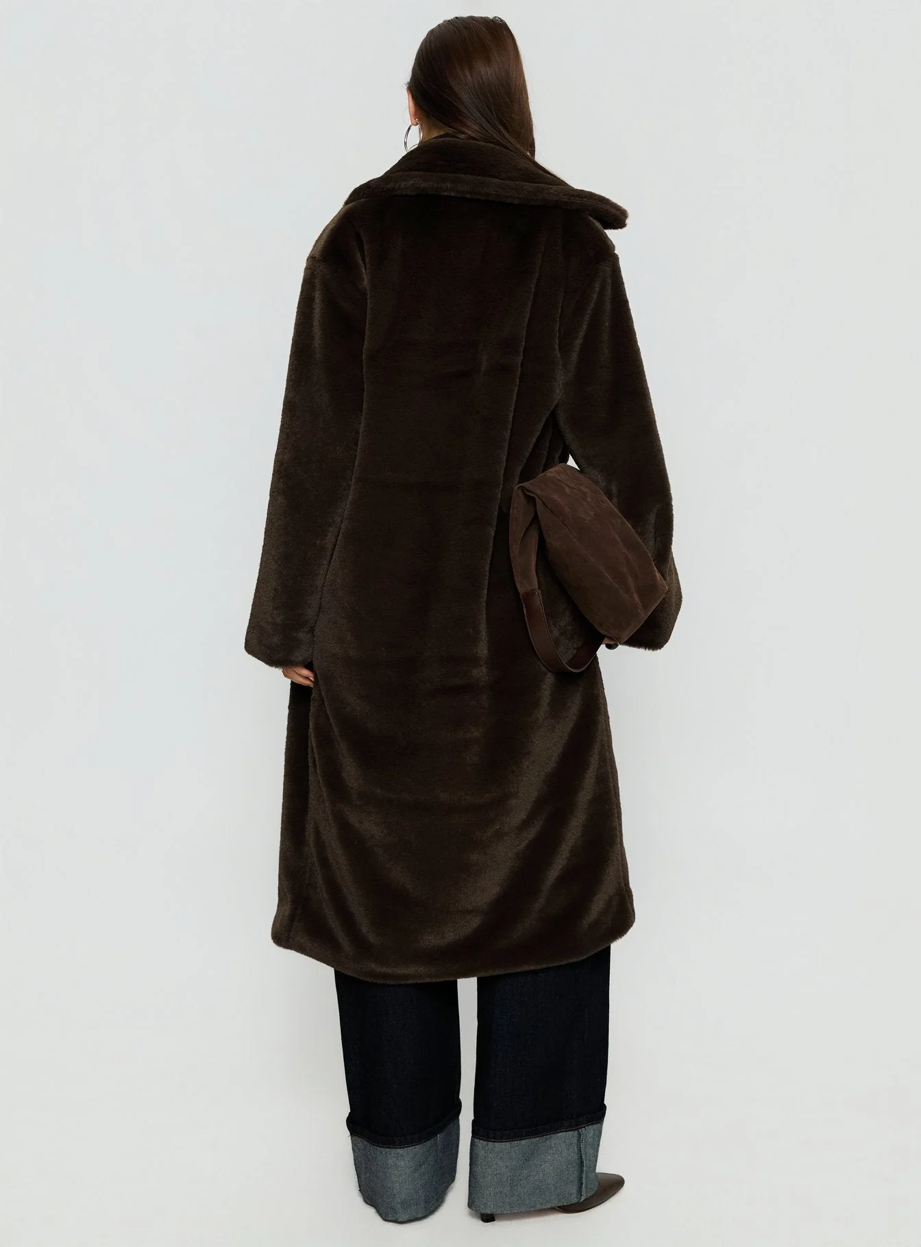 Alvie Longline Faux Fur Coat Brown - Image 5
