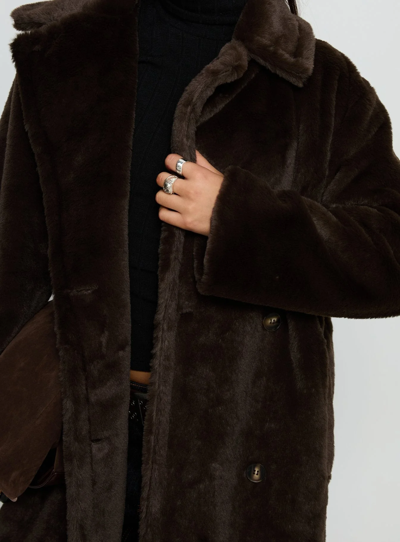 Alvie Longline Faux Fur Coat Brown - Image 6
