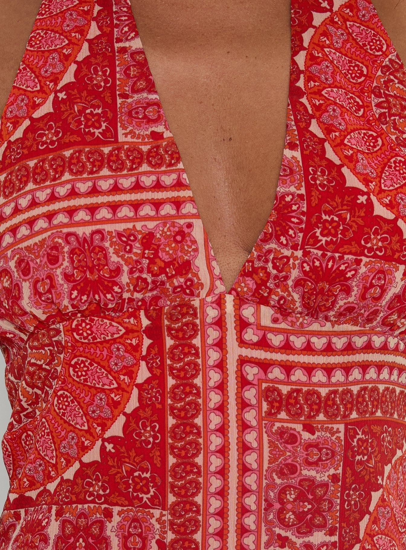 Alvira Halter Mini Dress Red Paisley - Image 6