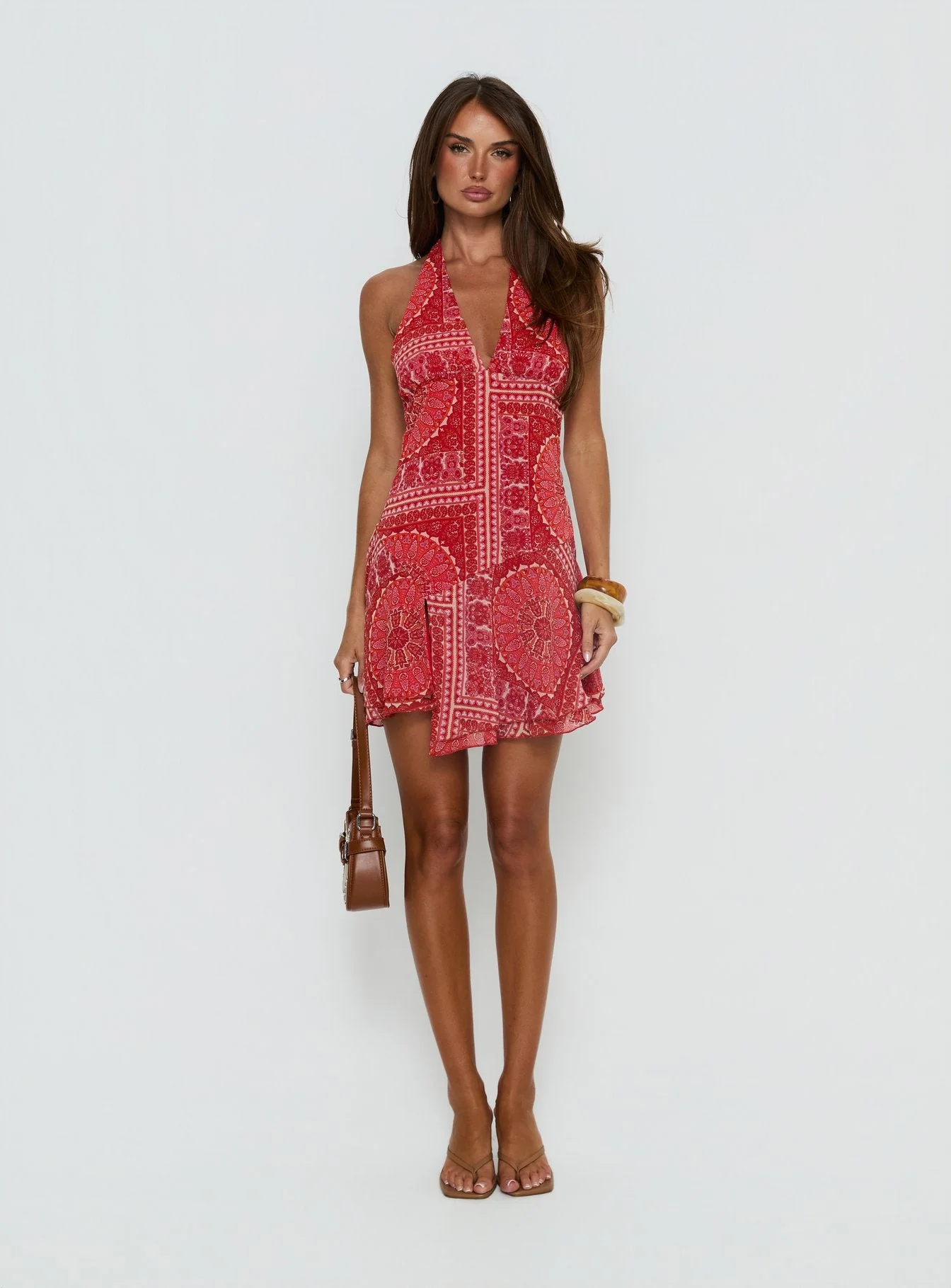 Alvira Halter Mini Dress Red Paisley - Image 7