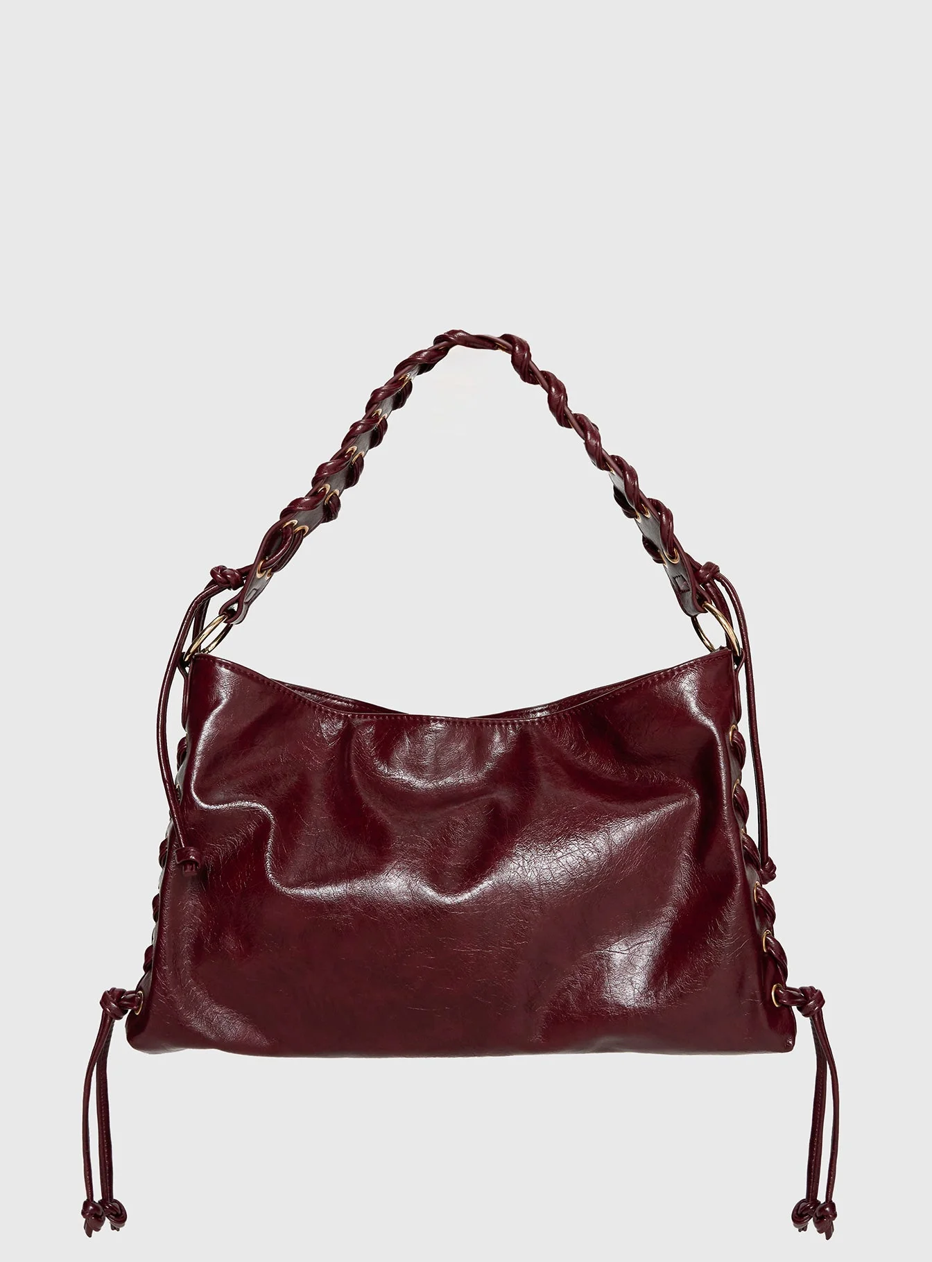 Amadea Tie Detail Shoulder Bag Burgundy - Image 2