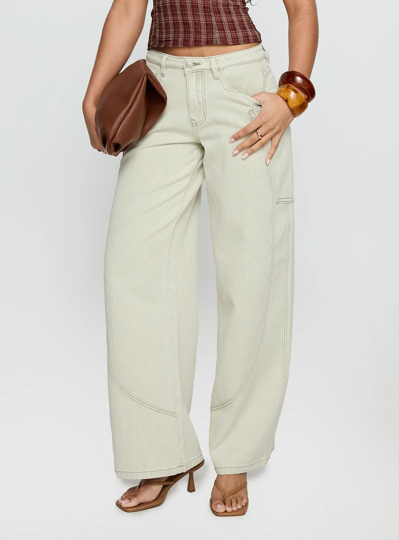 Amargo Mid Rise Baggy Jeans Sage Wash - Image 2