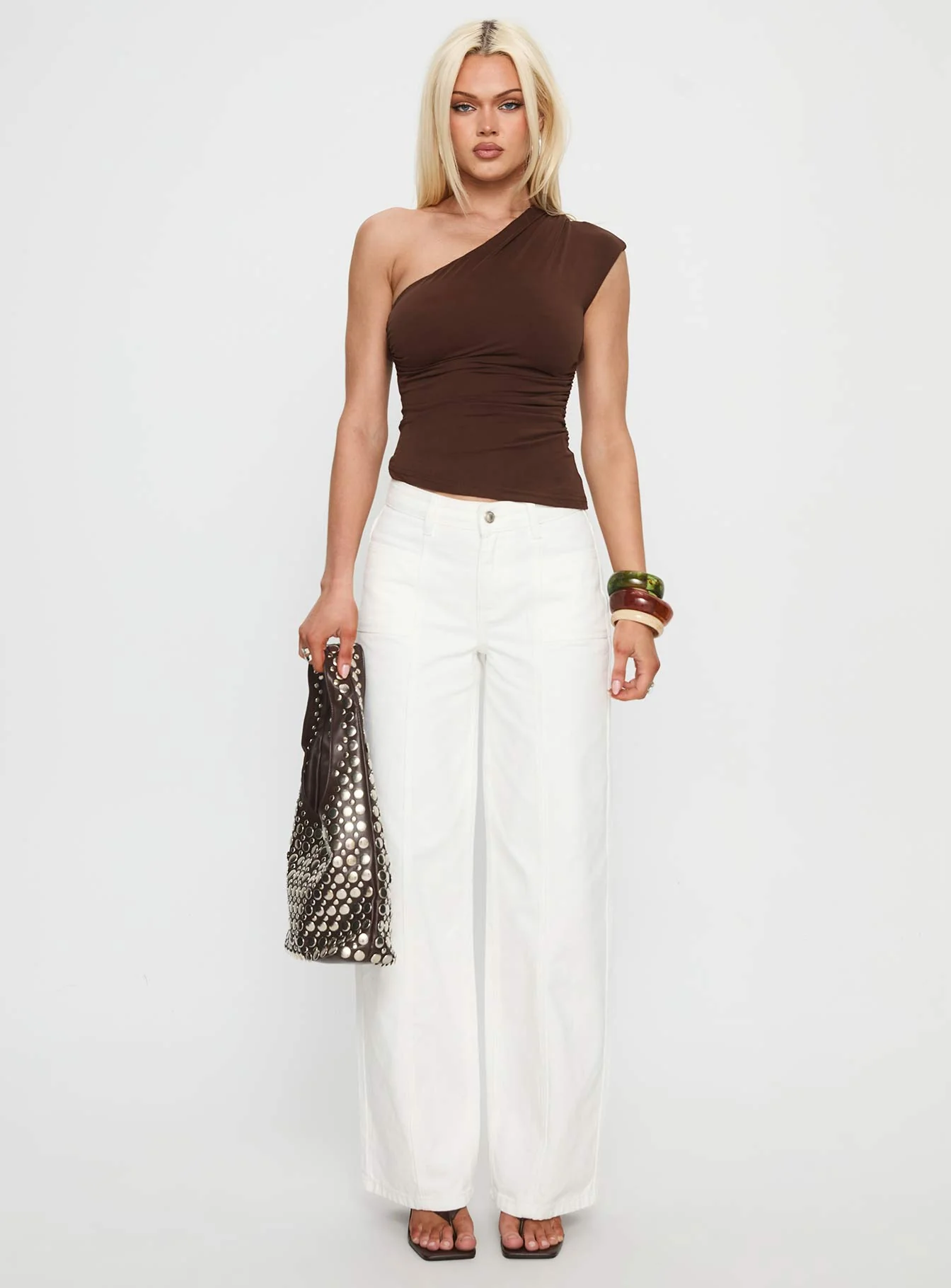 Amelyn One Shoulder Top Brown - Image 7