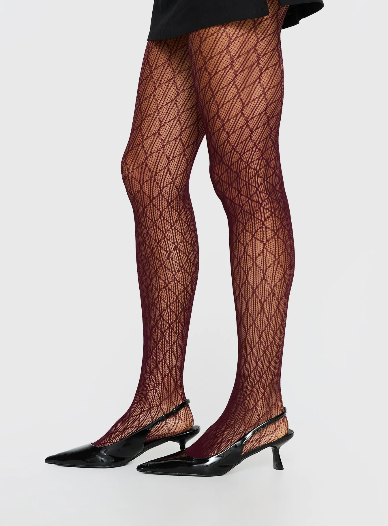 Amelyn Textured Sheer Tights Red - Image 3