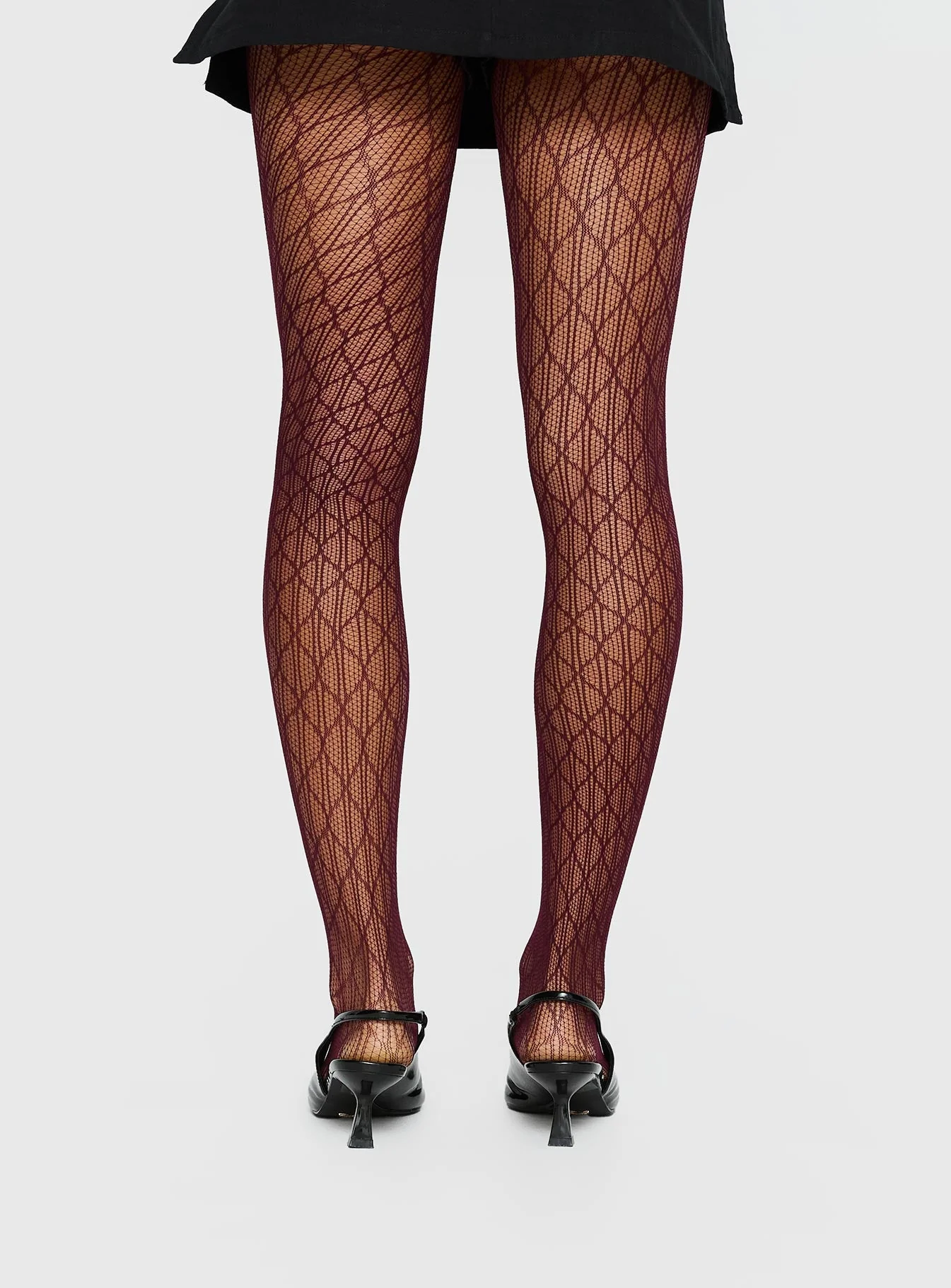 Amelyn Textured Sheer Tights Red - Image 4